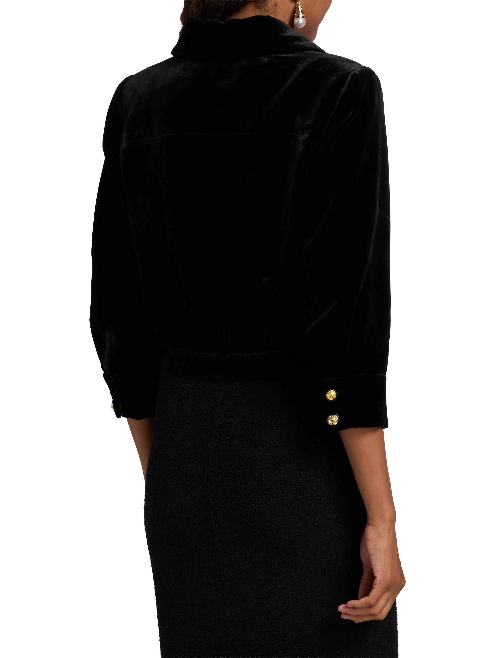L'AGENCE Jia Cropped Velvet Jacket | Saks Fifth Avenue