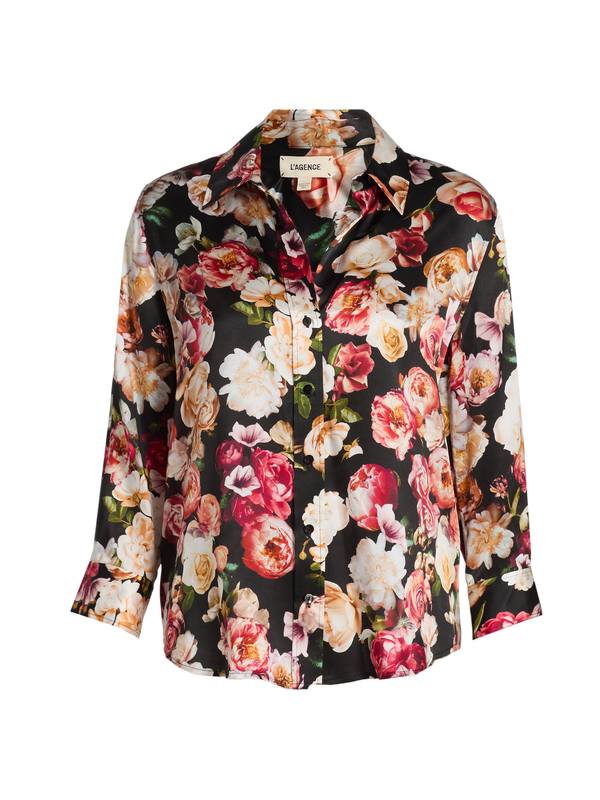 L'AGENCE Women's Dani Floral Silk Blouse - Multi Cluster Floral