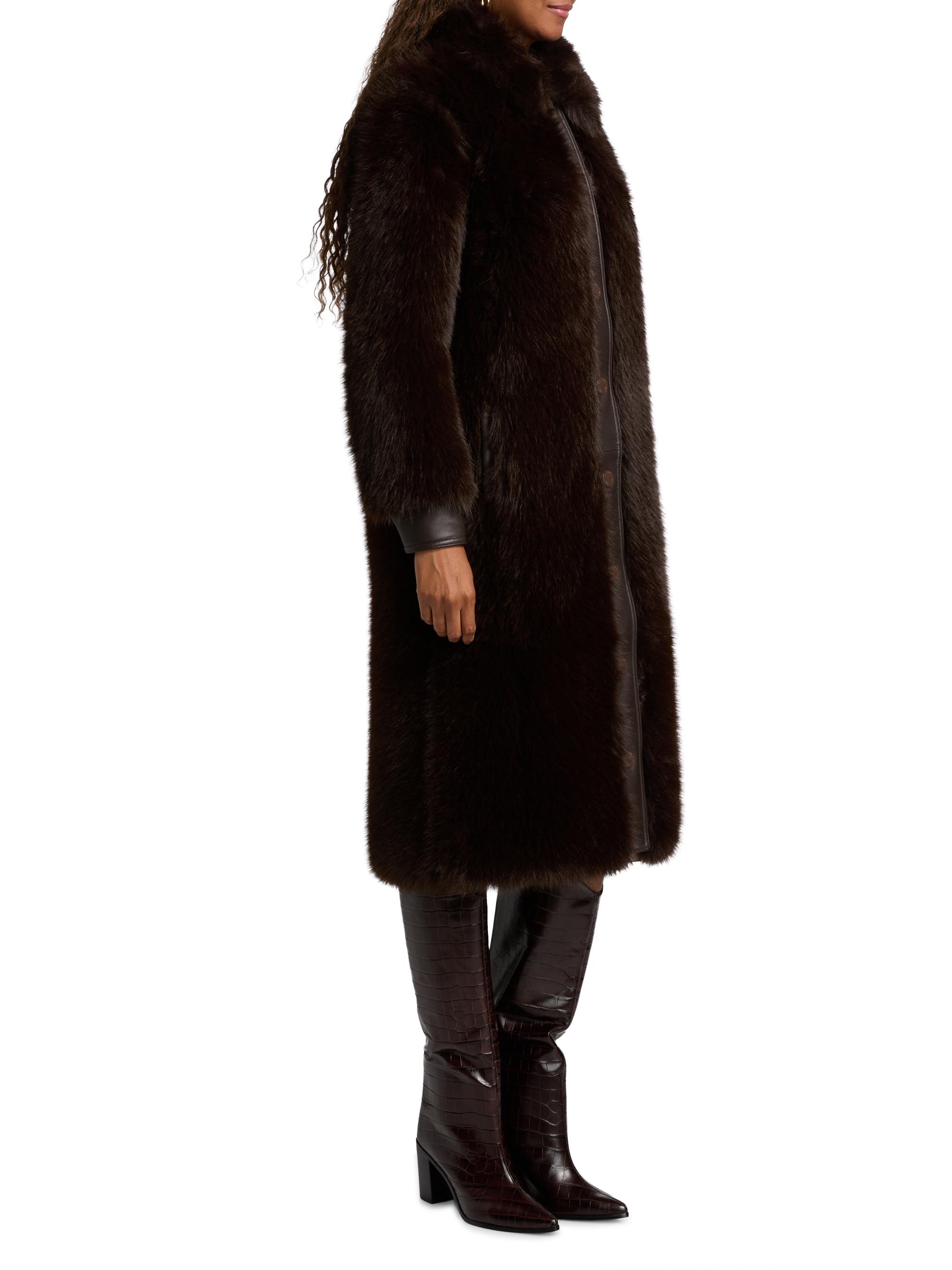 EMBA❣️スワカラファーコート ロング丈フォックス襟 L'AGENCE Irisa Faux-Fur Coat | Saks Fifth Avenue