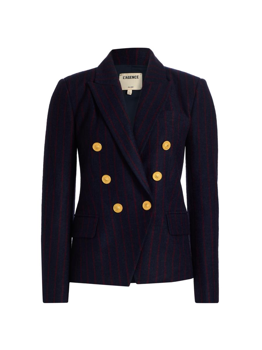 L'AGENCE Kenzie Striped Double-Breasted Blazer | Saks Fifth Avenue