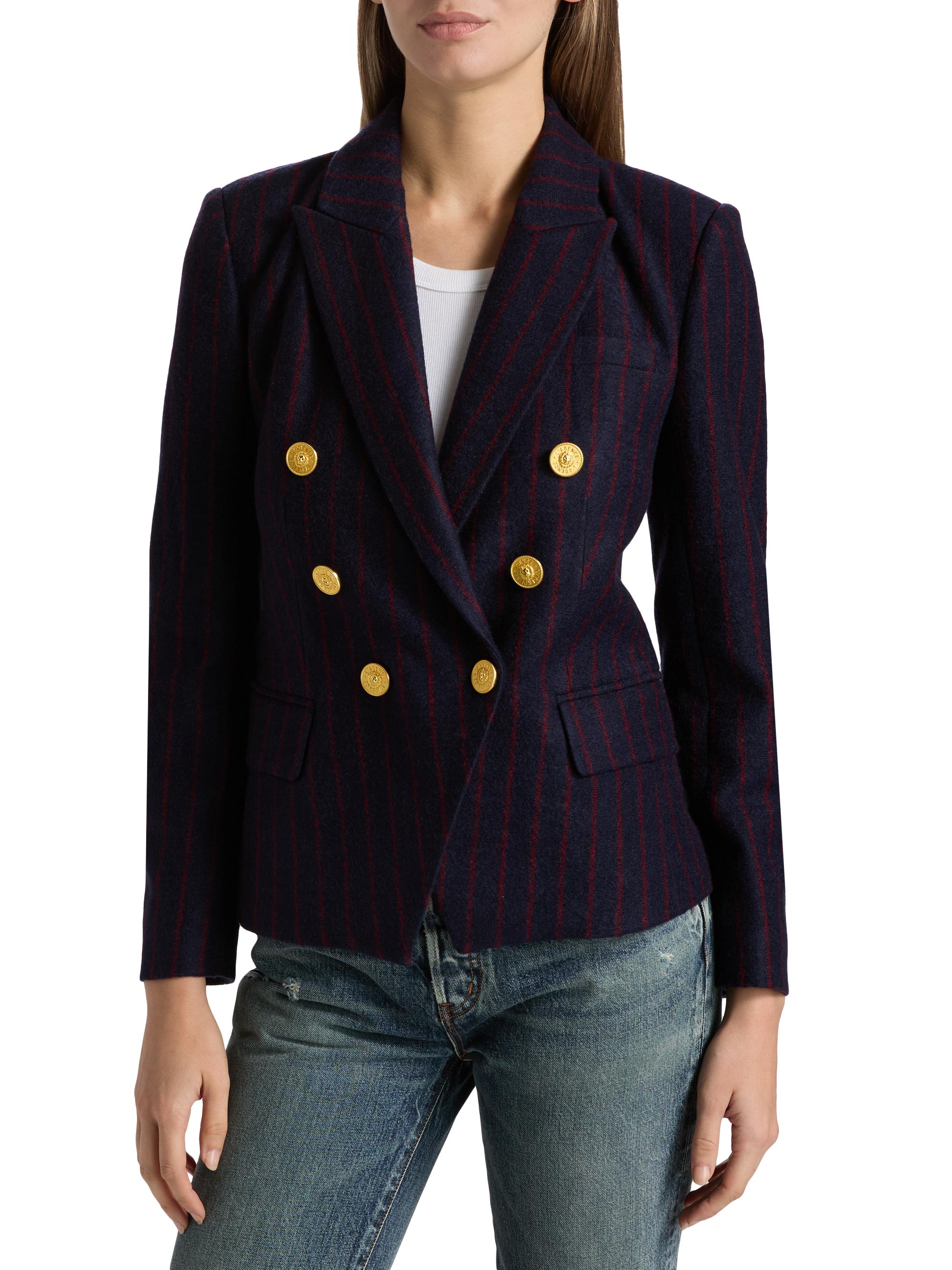 L'AGENCE Kenzie Striped Double-Breasted Blazer | Saks Fifth Avenue