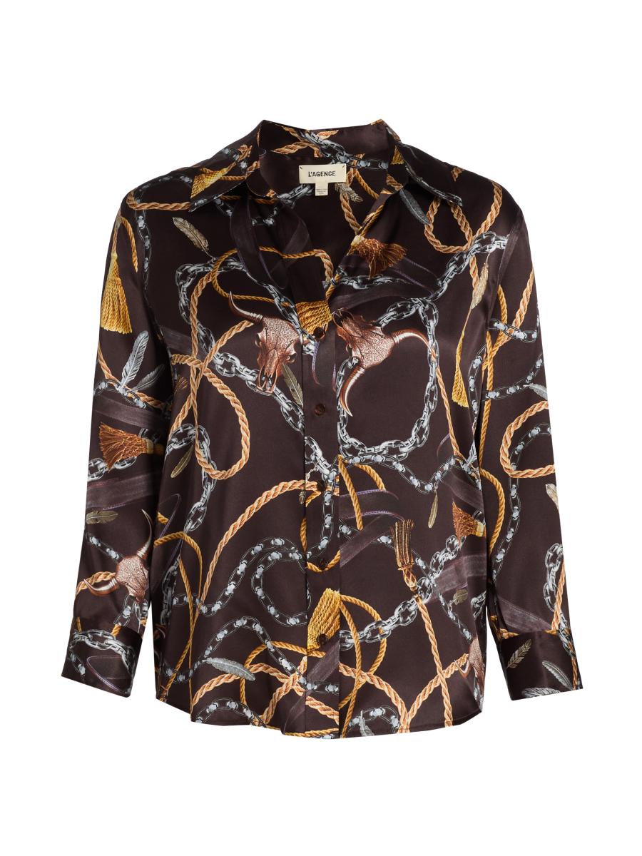 L'agence Women's Dani Chain & Tassel Silk Blouse