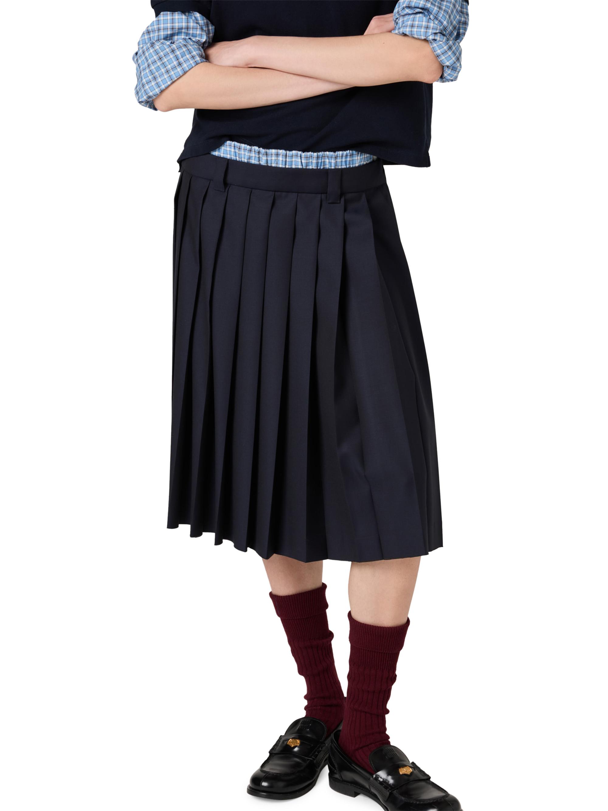 Miu Miu Pleated Batavia Midi Skirt | Saks Fifth Avenue