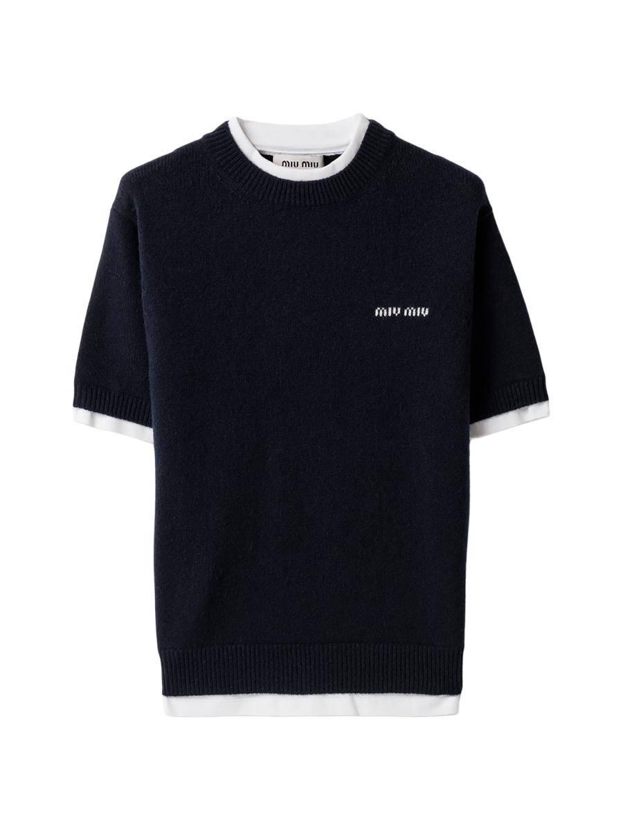 Miu Miu Women's Cashmere Crew-neck Sweater In Blue