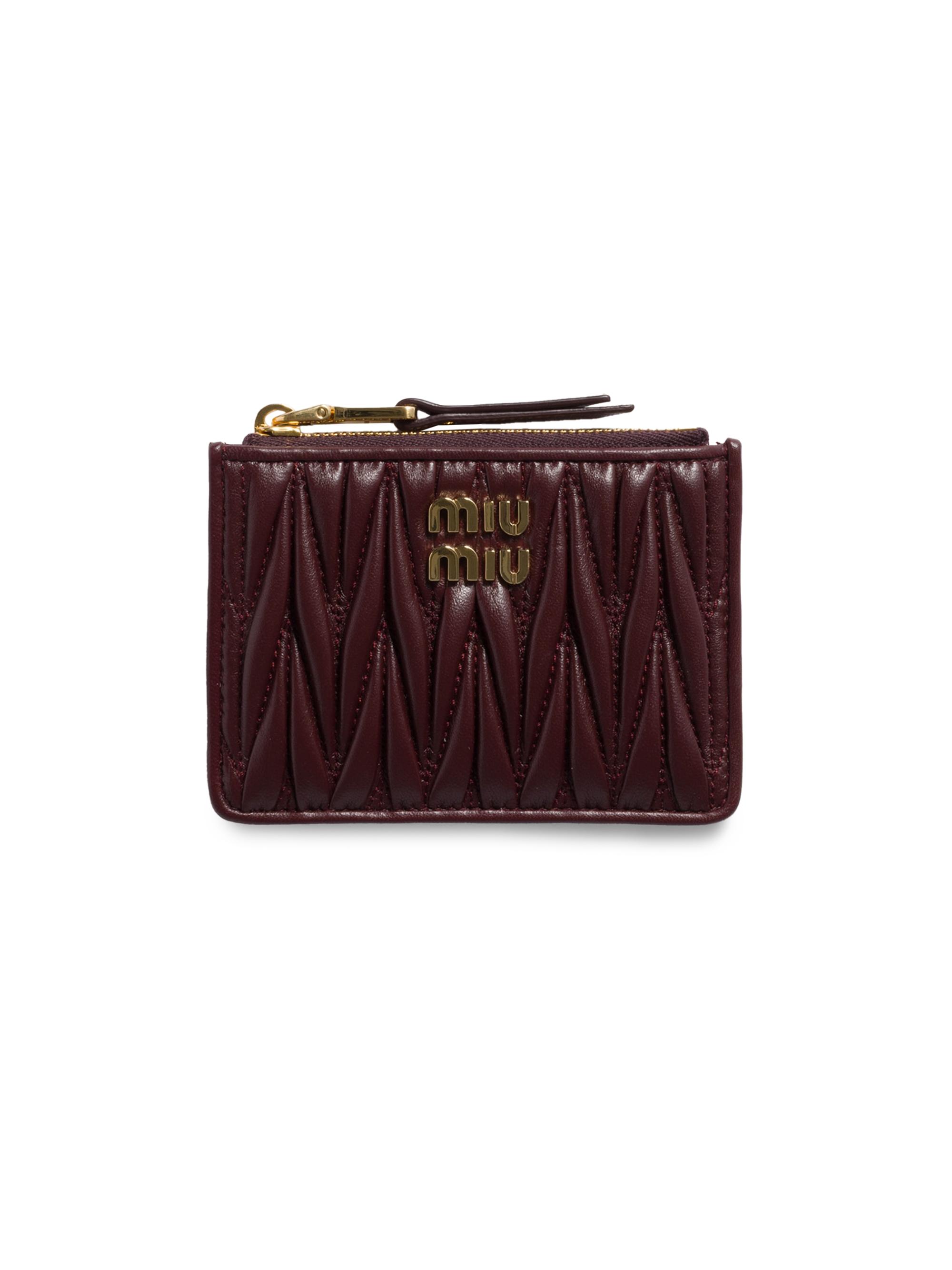 Miu Miu Women's Matelassé Nappa Leather Card Holder - Dark Red