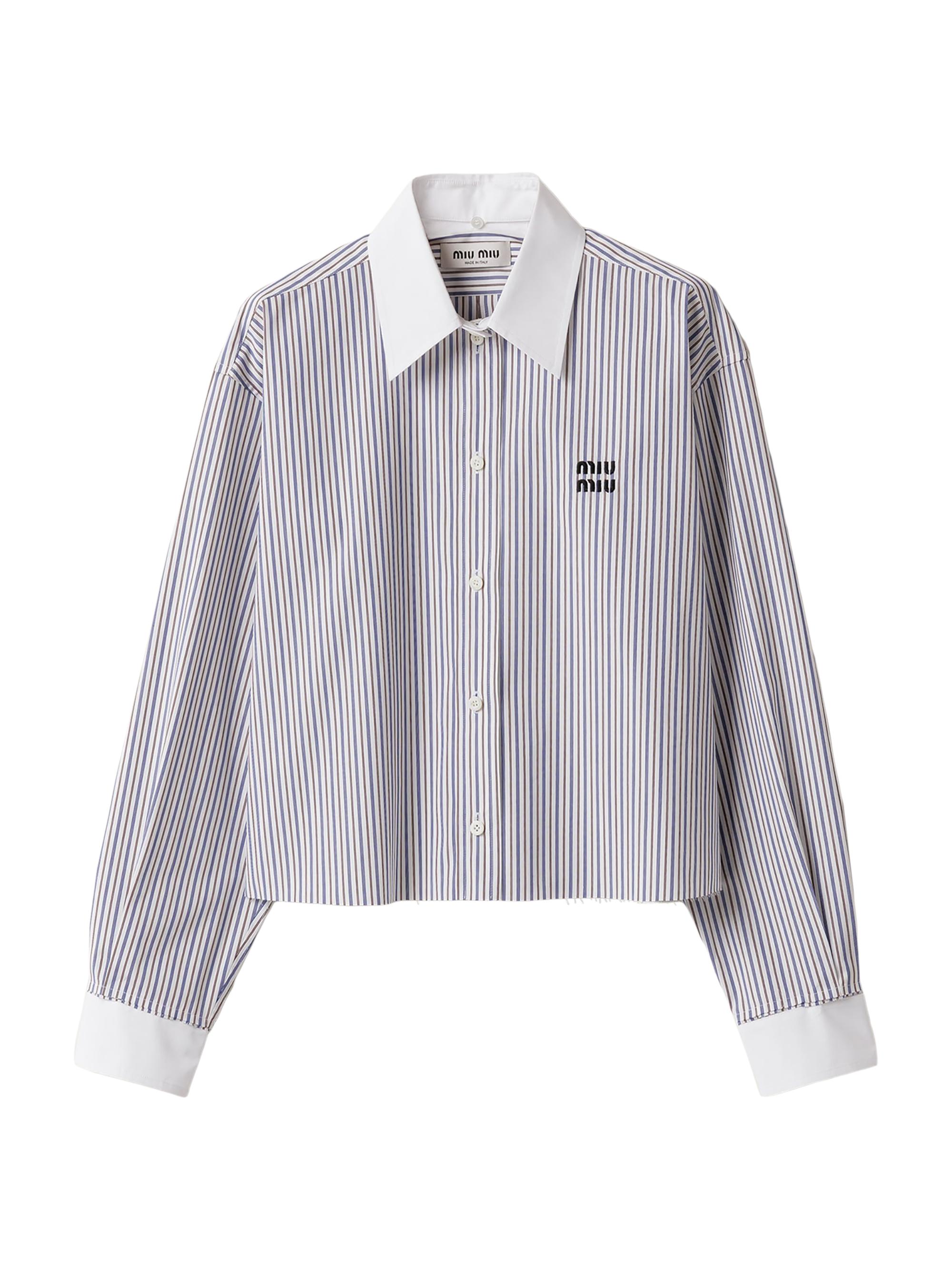 Miu Miu Women's Striped Poplin Shirt - White