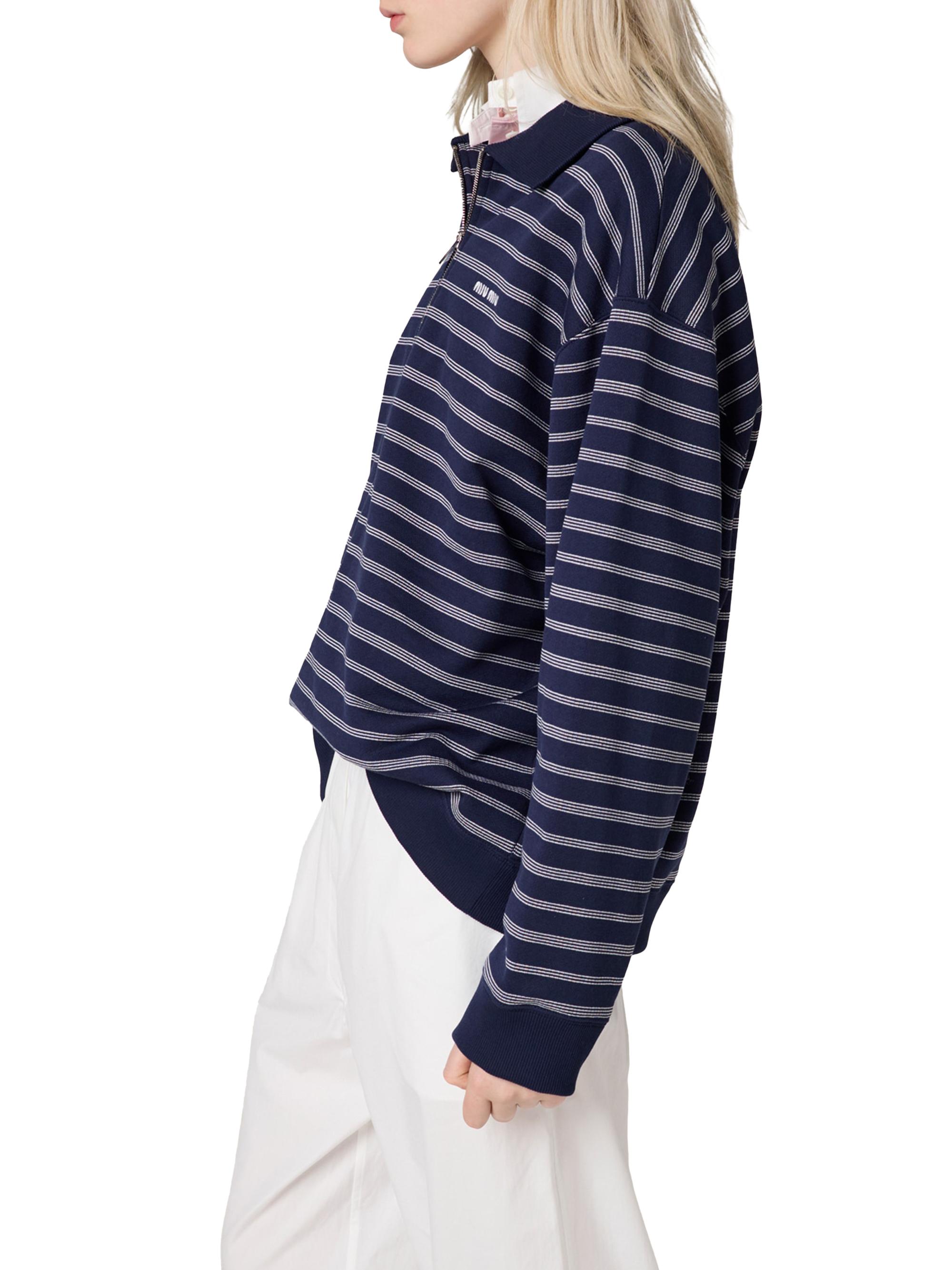 Miu Miu Striped Zipper Polo Shirt | Saks Fifth Avenue