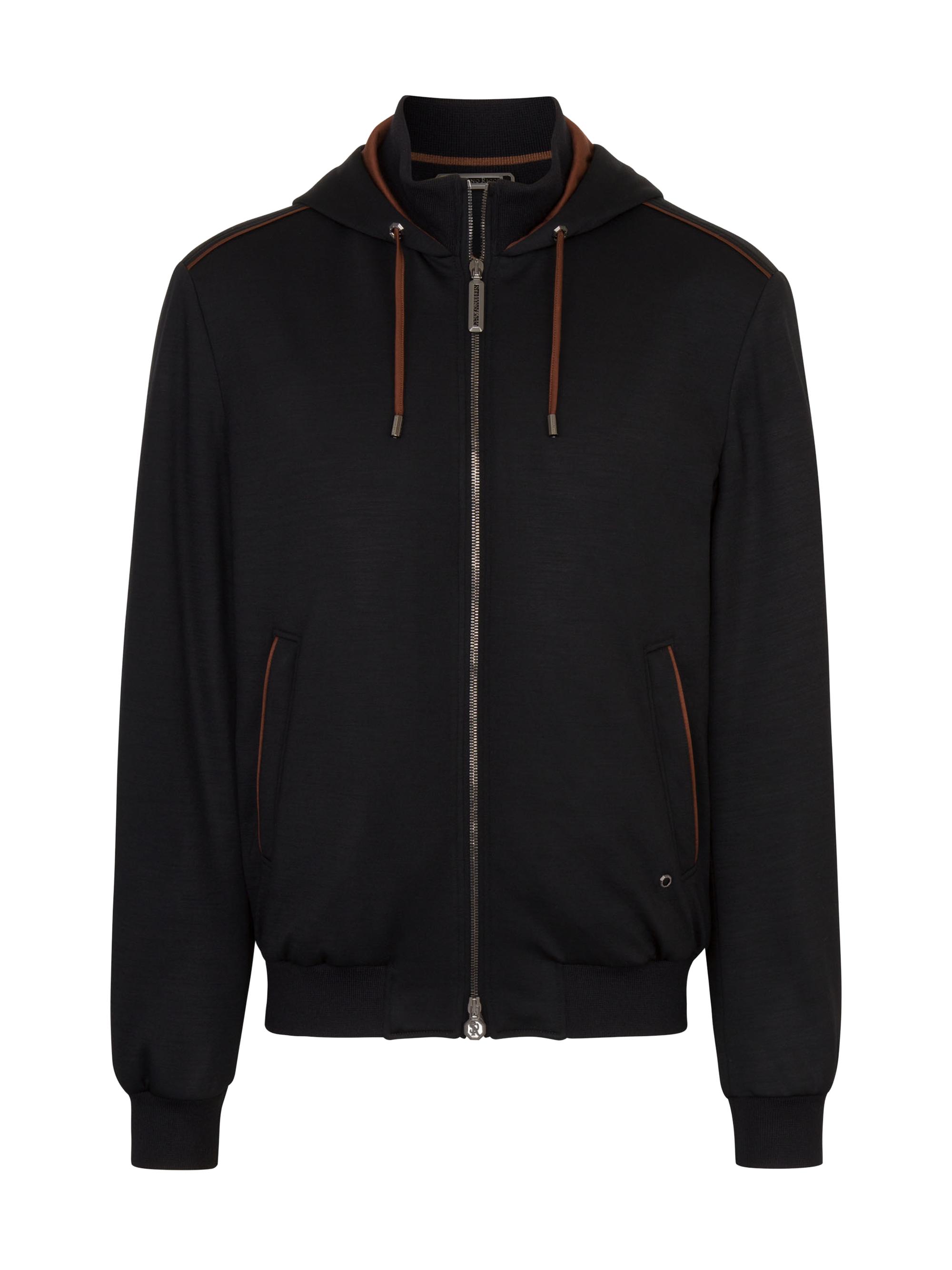 Stefano Ricci Men's Wool Hooded Bomber Jacket - Black