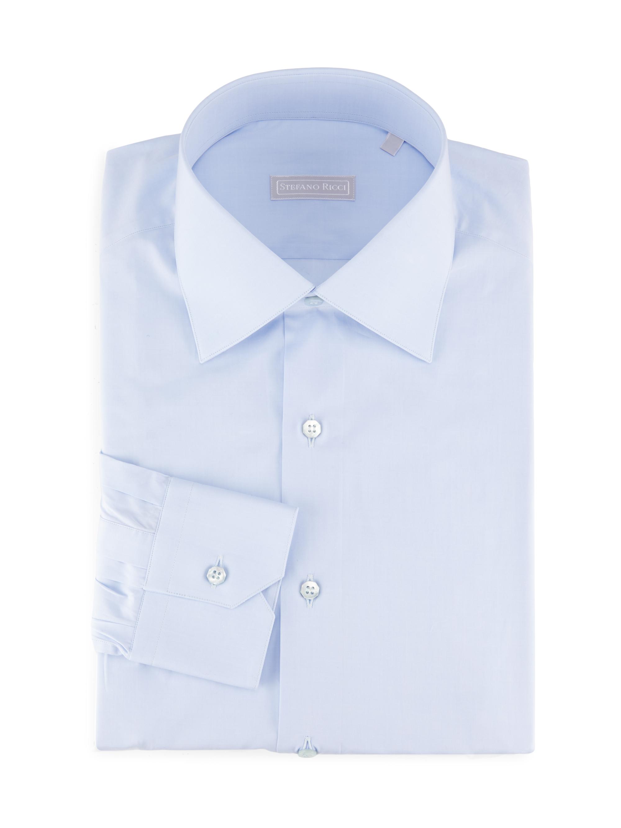 Stefano Ricci Men's Classic Cotton Button-Front Shirt - Light Blue