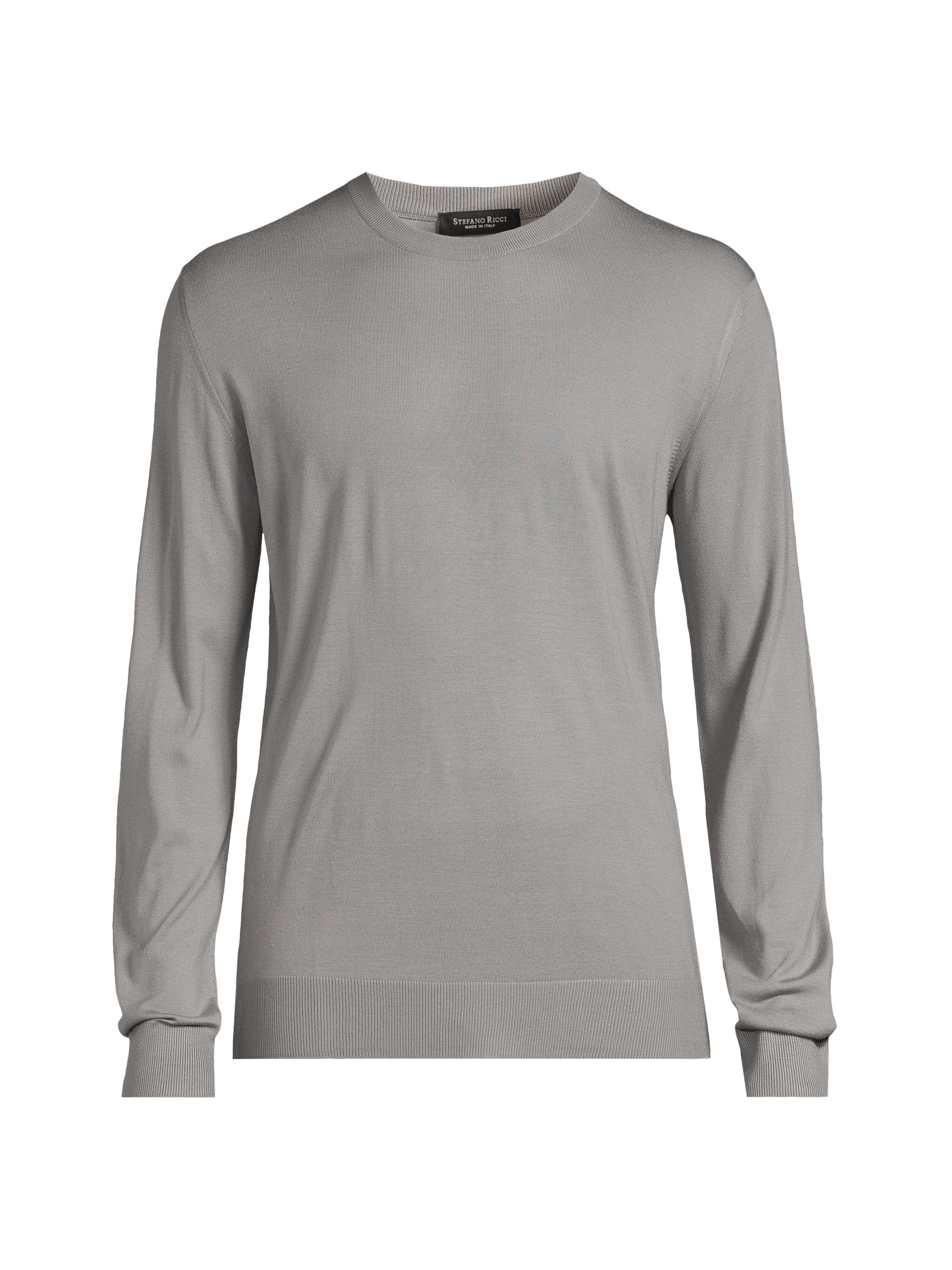 Stefano Ricci Men's Ribbed Wool Sweater - Grey