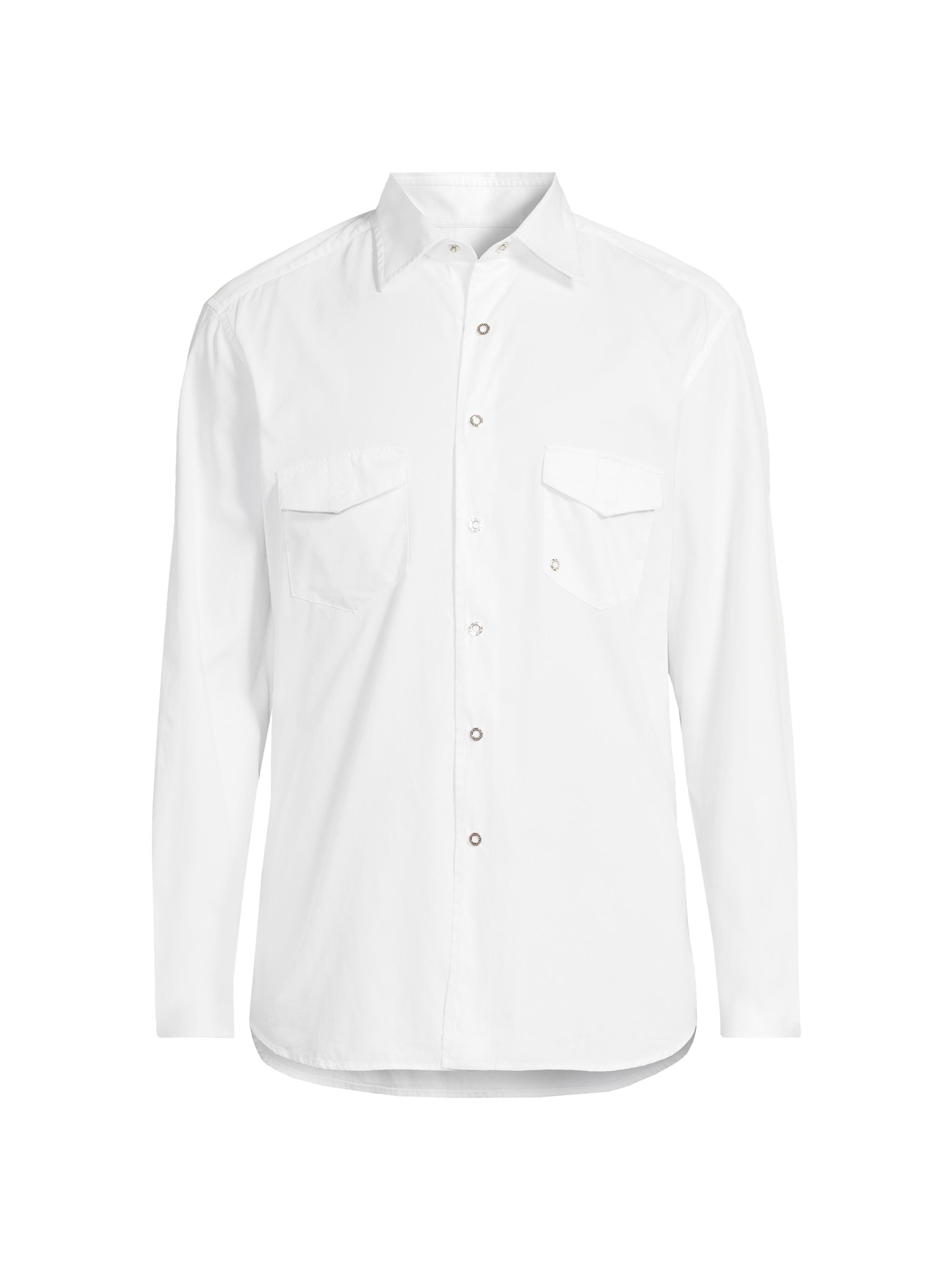 Stefano Ricci Men's Cotton Chambray Snap-Front Shirt - White | Thumbnail 7