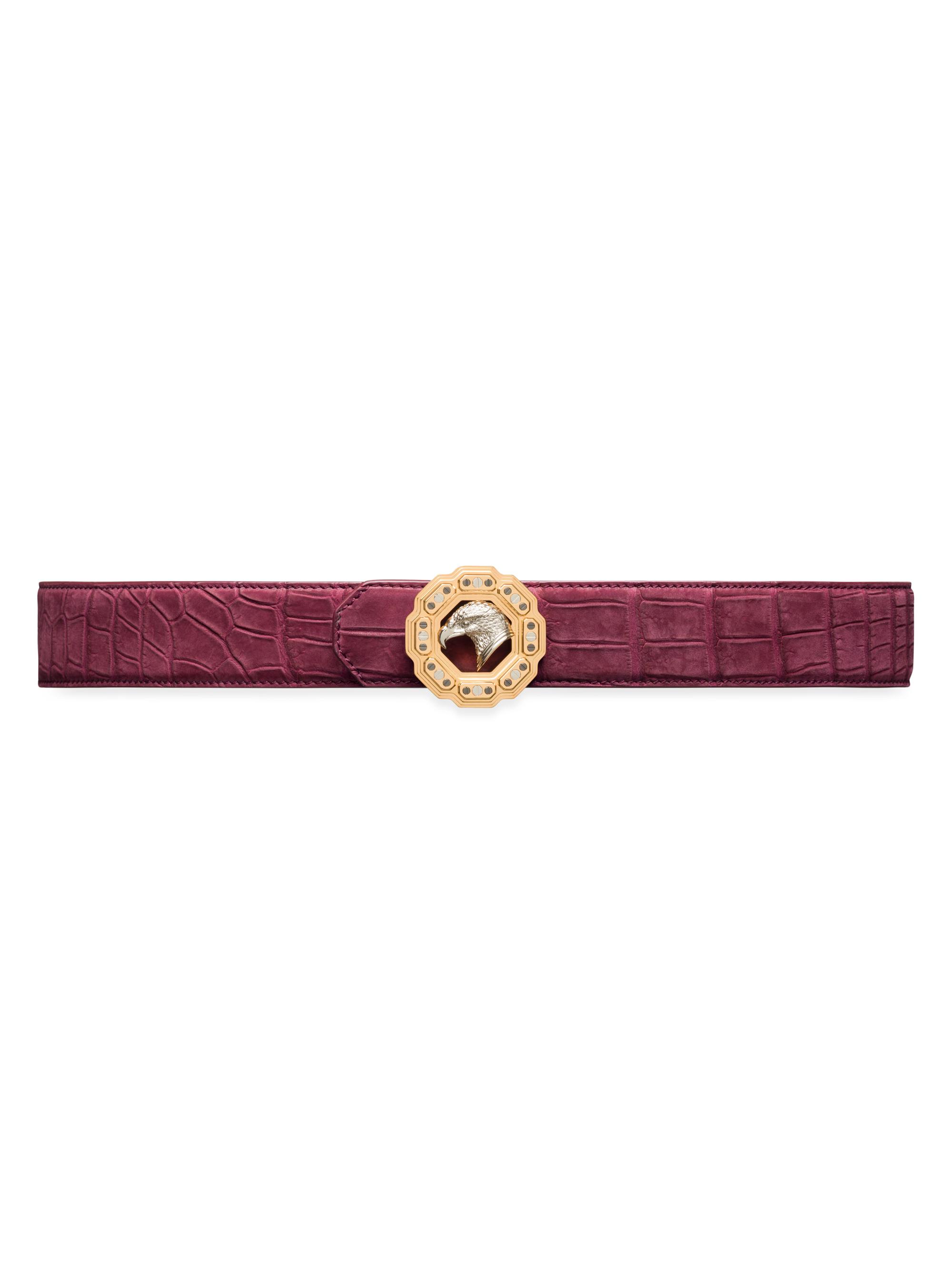 Stefano Ricci Men's Crocodile Leather Belt - Dark Red
