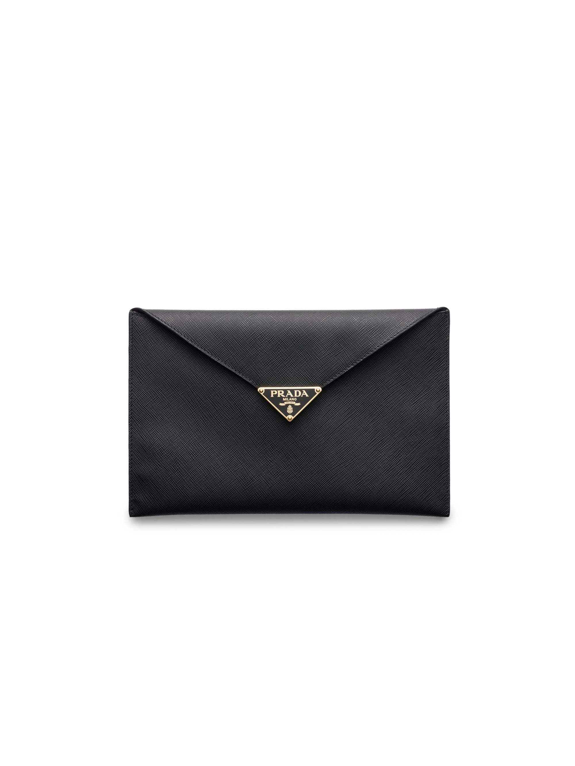 Prada Women's Saffiano Leather Envelope Clutch - Black