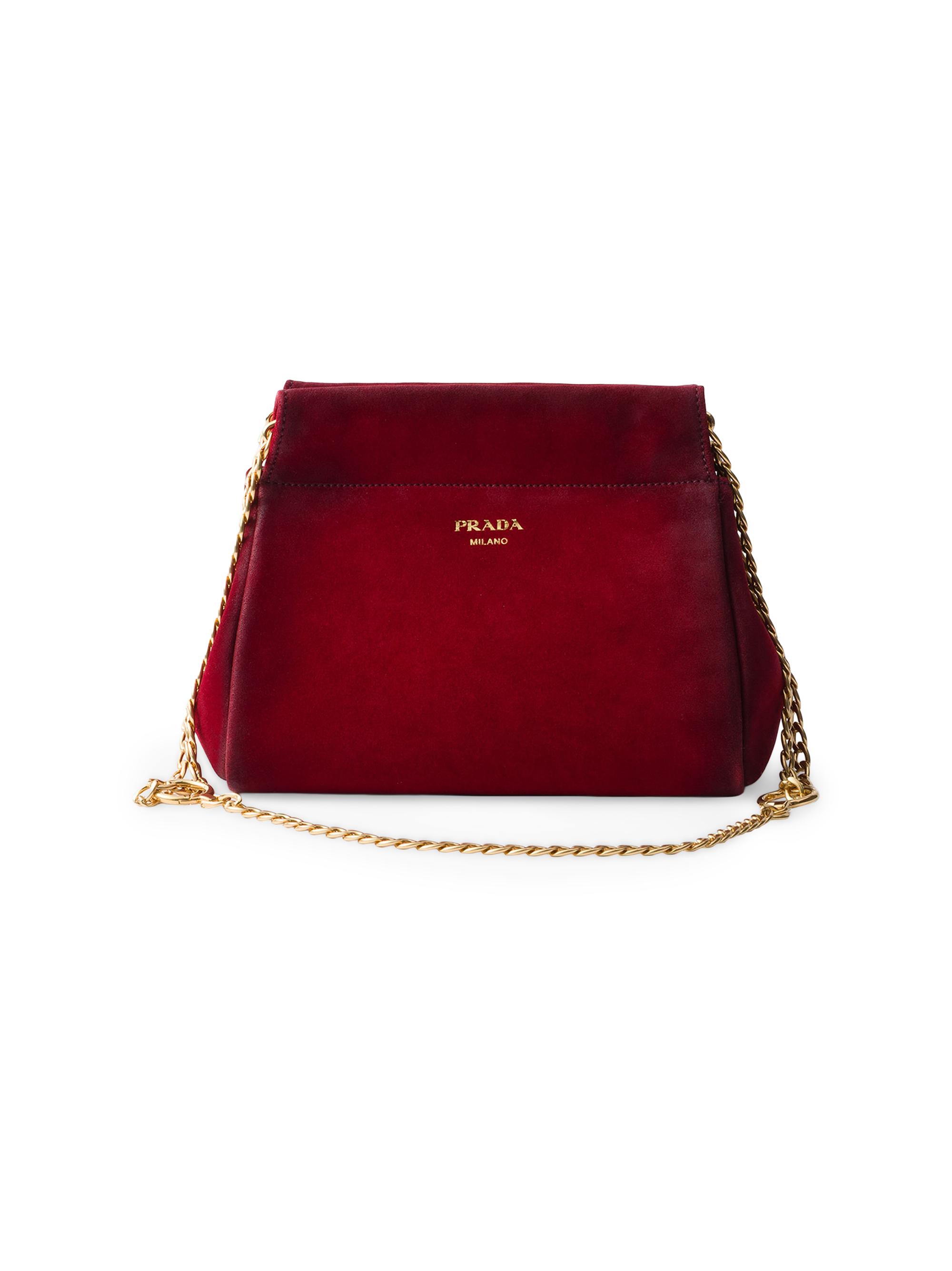 Prada Women's Enchaîné Suede Mini Shoulder Bag - Red
