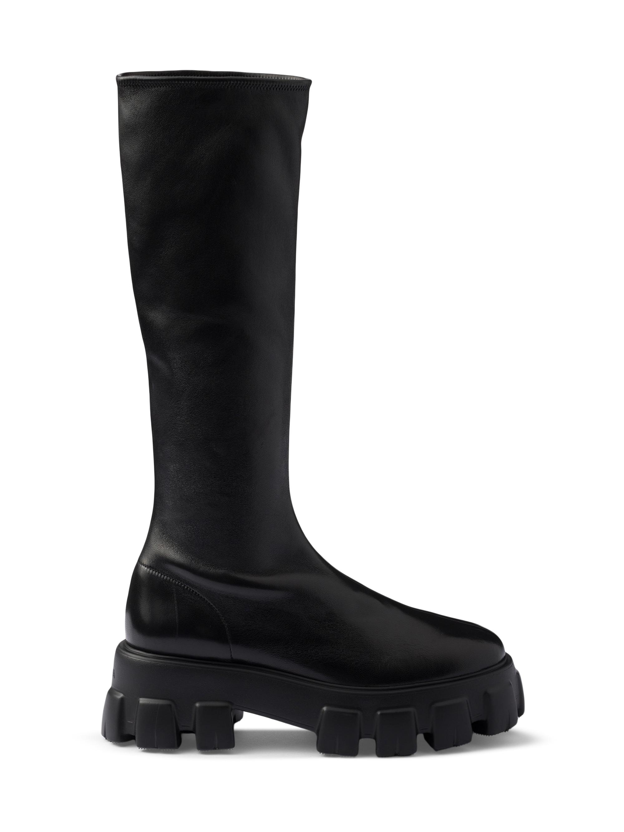 Prada Women's Monolith Stretch Nappa Boots - Black