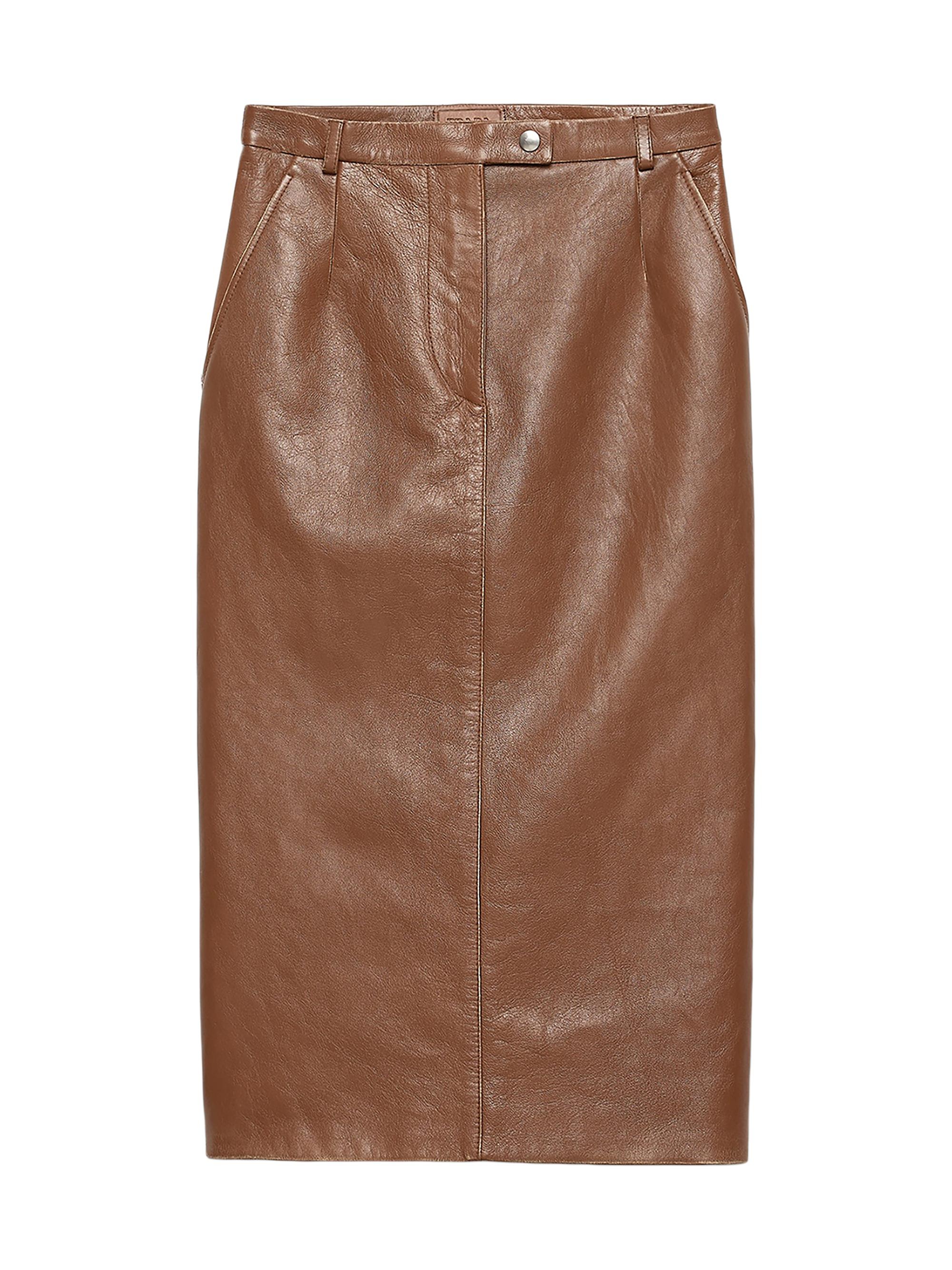 Prada Women's Nappa Leather Pencil Skirt - Brown
