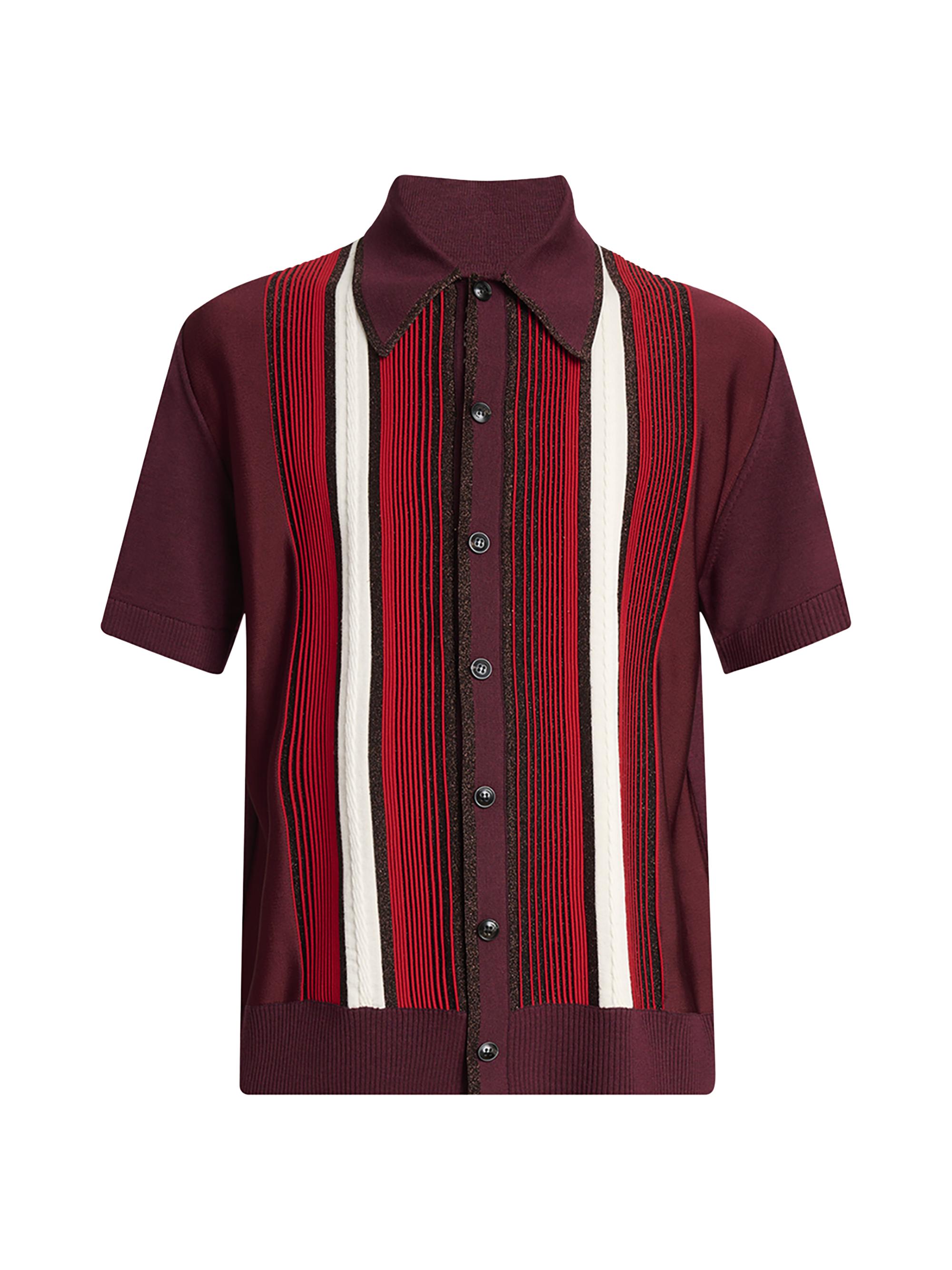 Amiri Men's Metallic Stripe Knit Shirt - Red