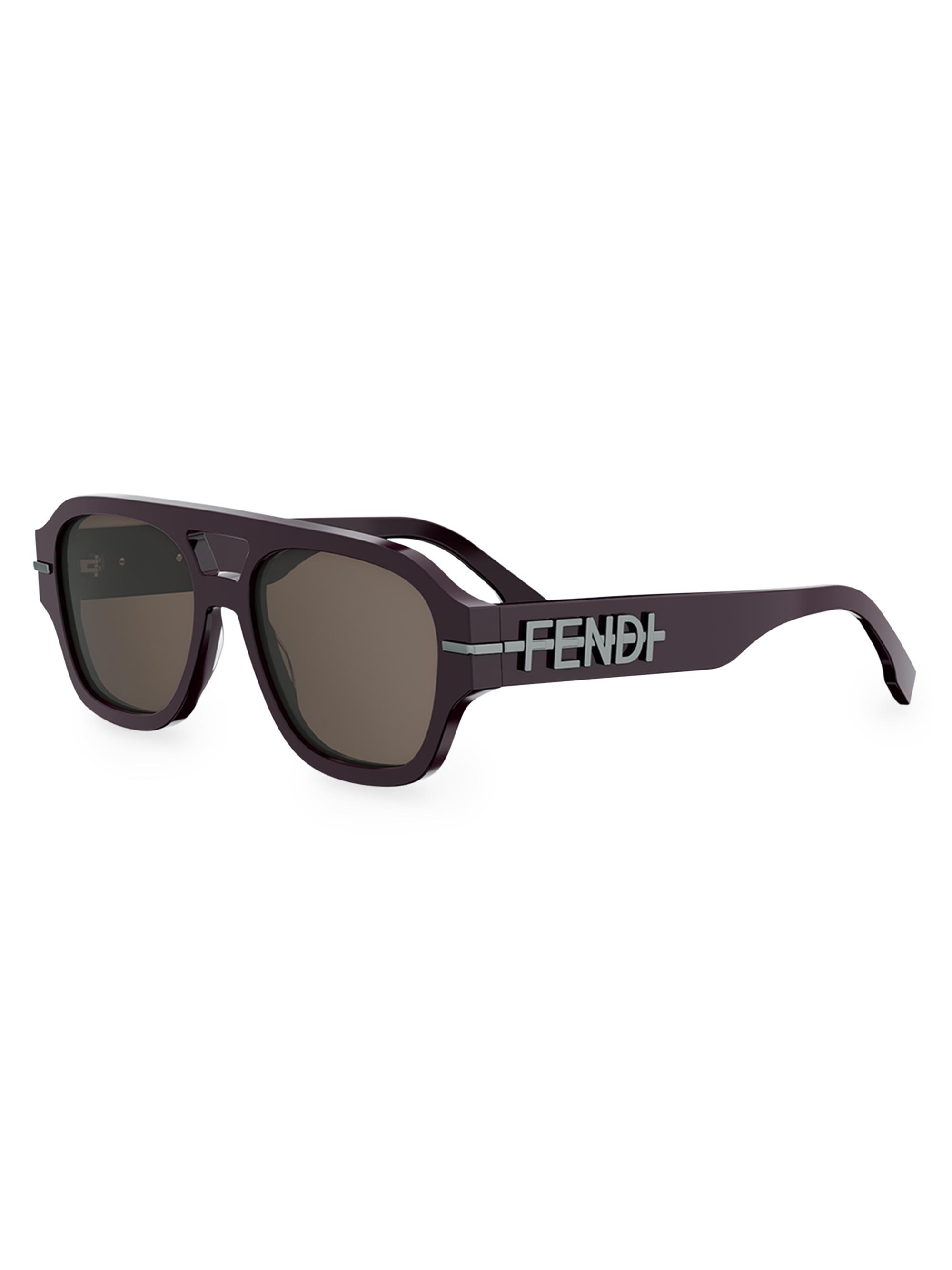 Fendi Signature 53MM Rectangular Sunglasses | Saks Fifth Avenue