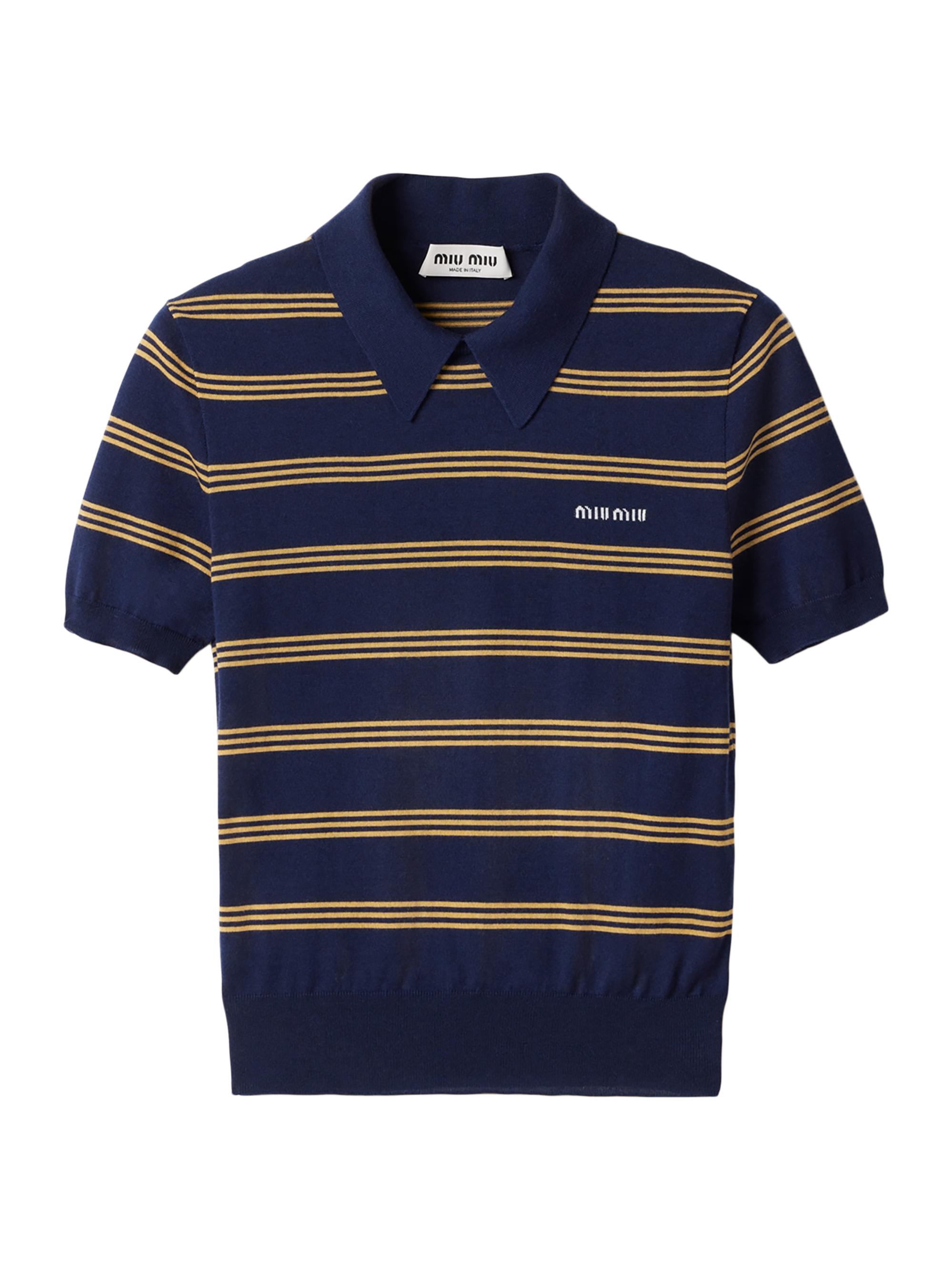 Miu Miu Striped Cashmere and Silk Polo Sweater | Saks Fifth Avenue