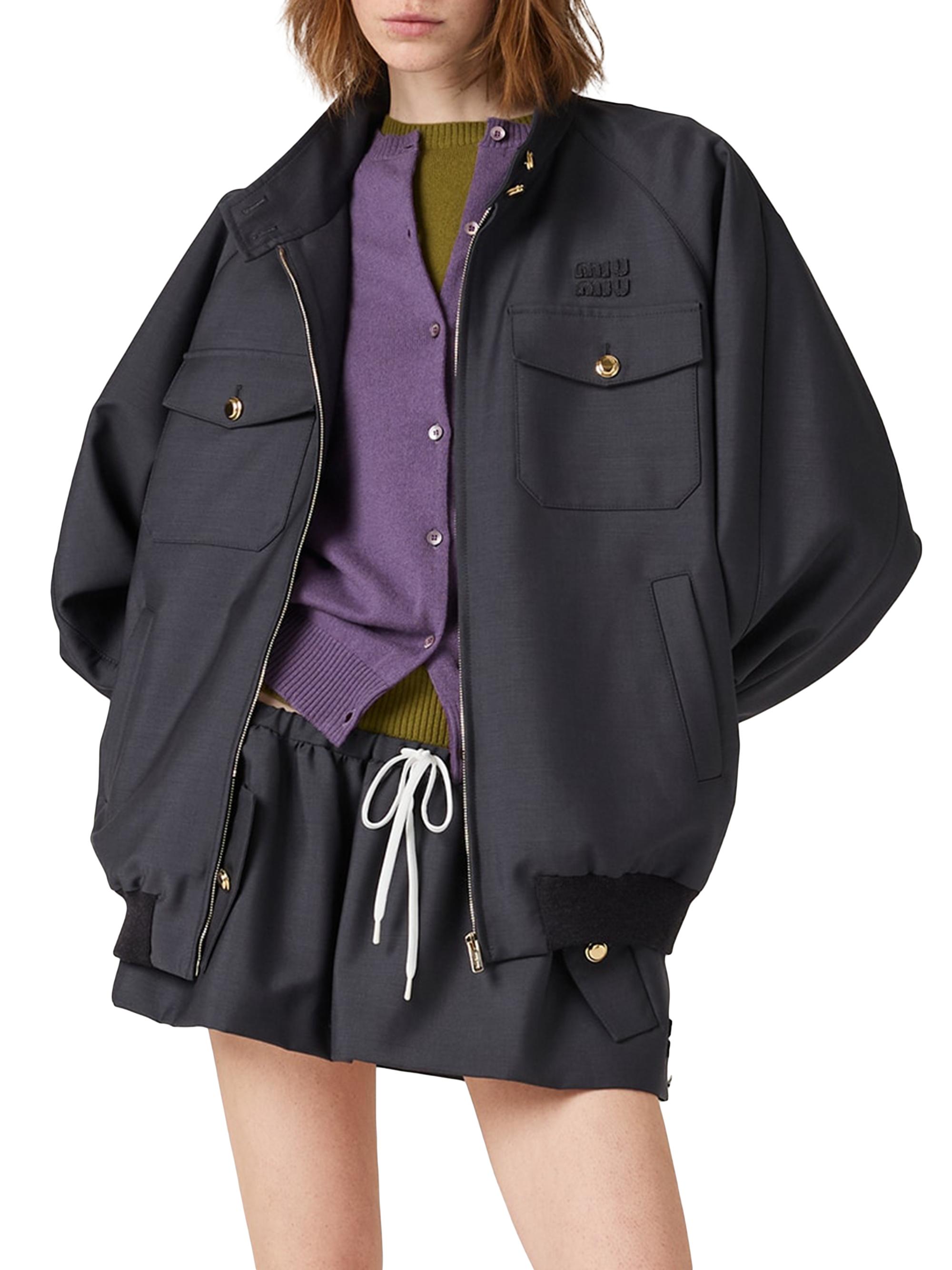 Miu Miu Bonded Kid Mohair and Jersey Blouson Jacket | Saks Fifth