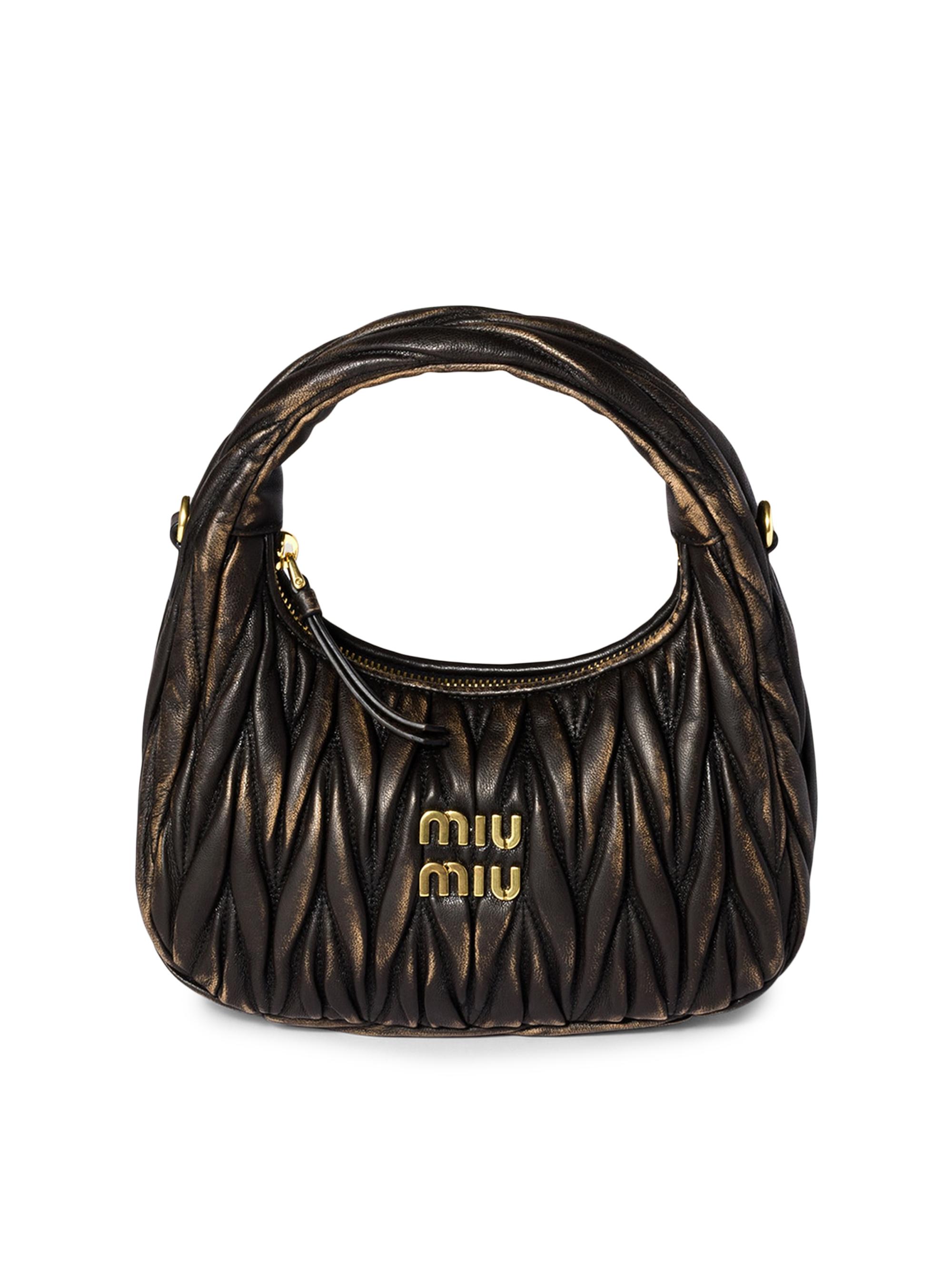 Miu Miu Women's Wander Matelassé Nappa Leather Top Handle Bag - Brown