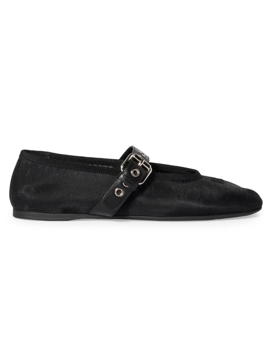 バレエシューズ MIU MIIU 5F373E_099_F0009 MES FABRIC BALLERINAS Black Mesh Fabric Ballerinas | Miu Miu