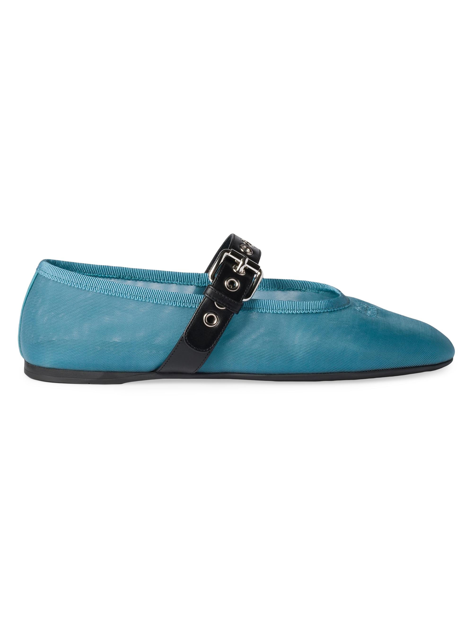 Miu Miu Women's Mesh Fabric Ballerinas - Blue