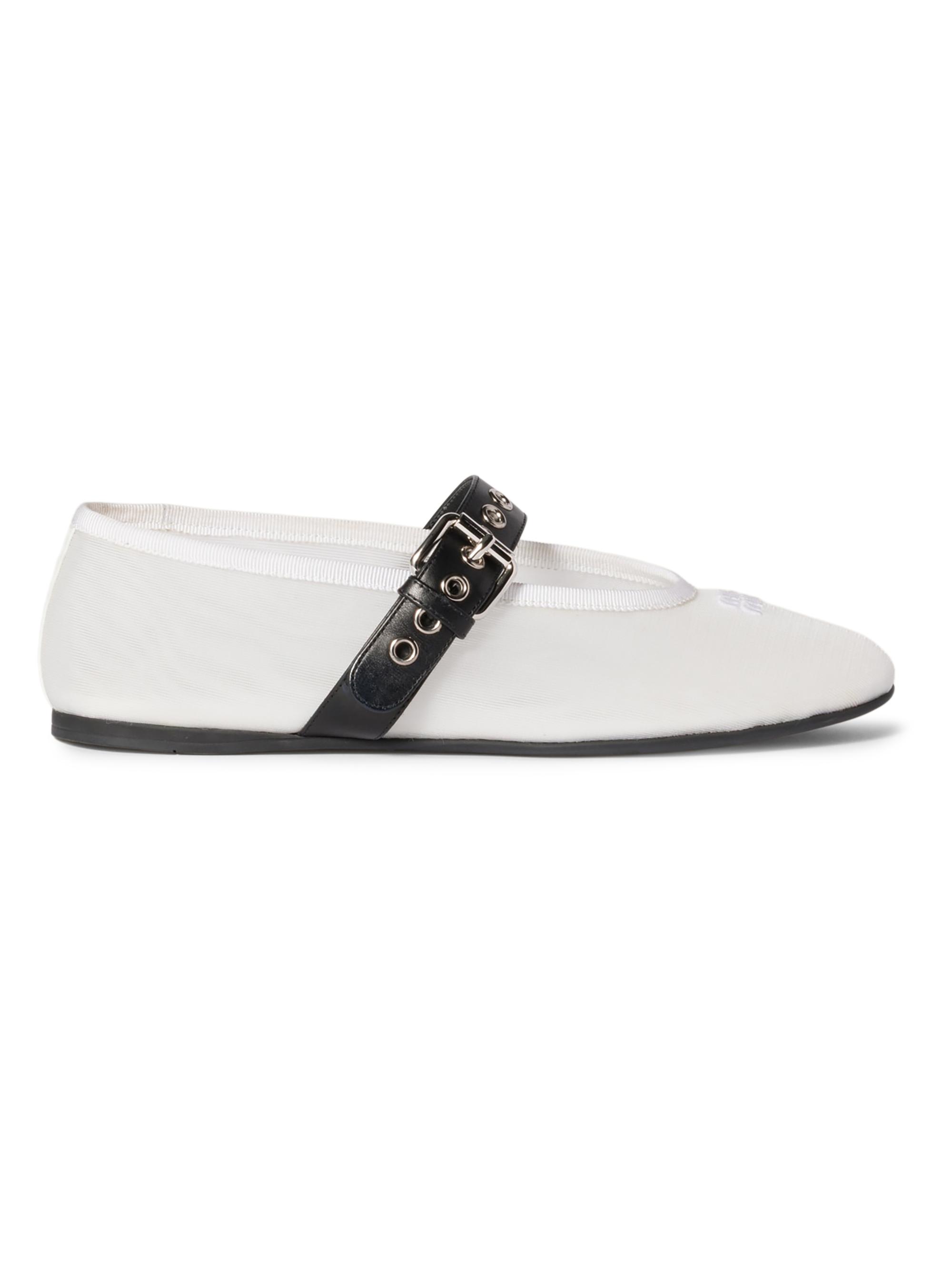 Miu Miu Women's Mesh Fabric Ballerinas - White