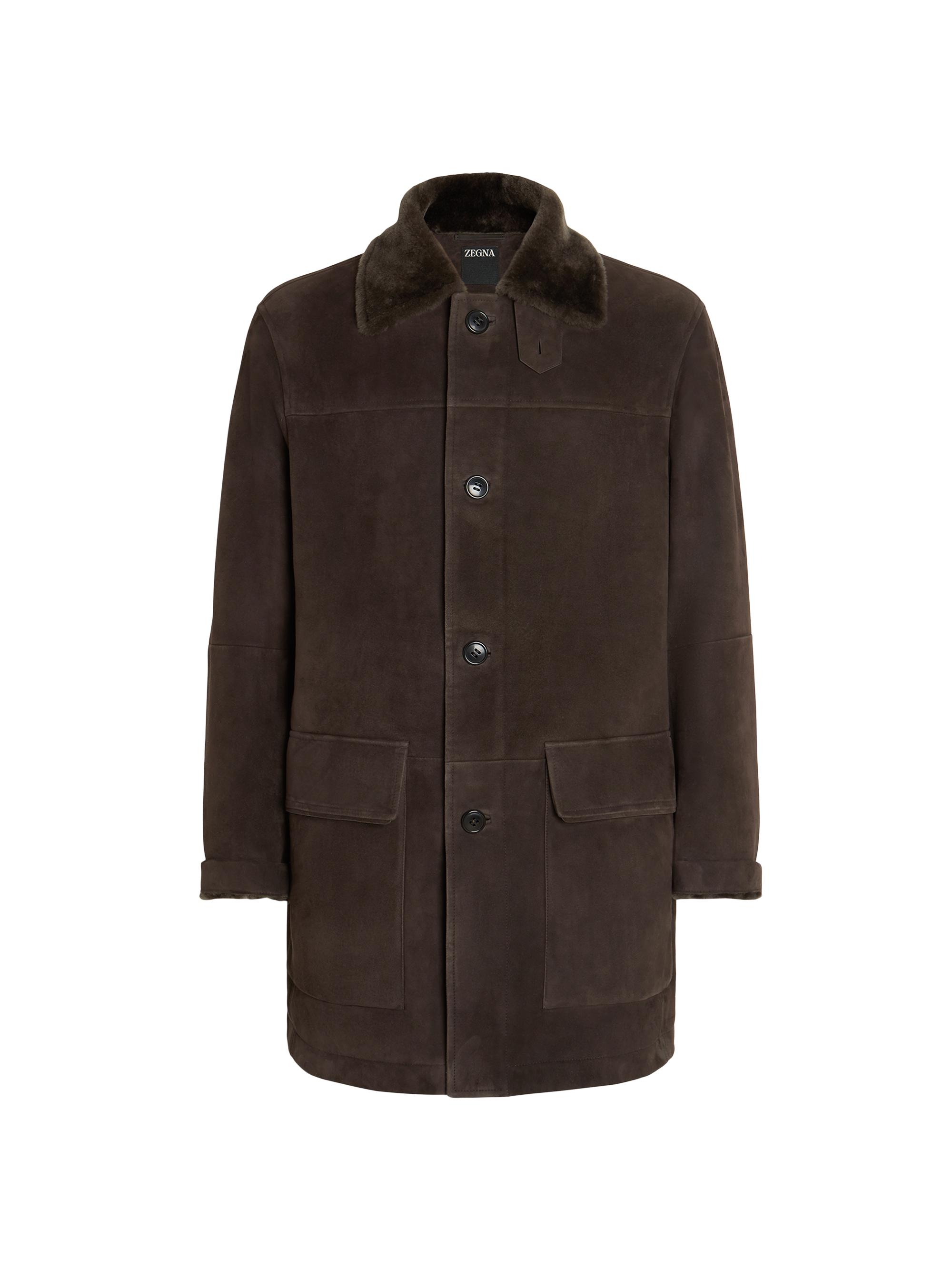 ZEGNA Men's Shearling Coat - Dark Brown