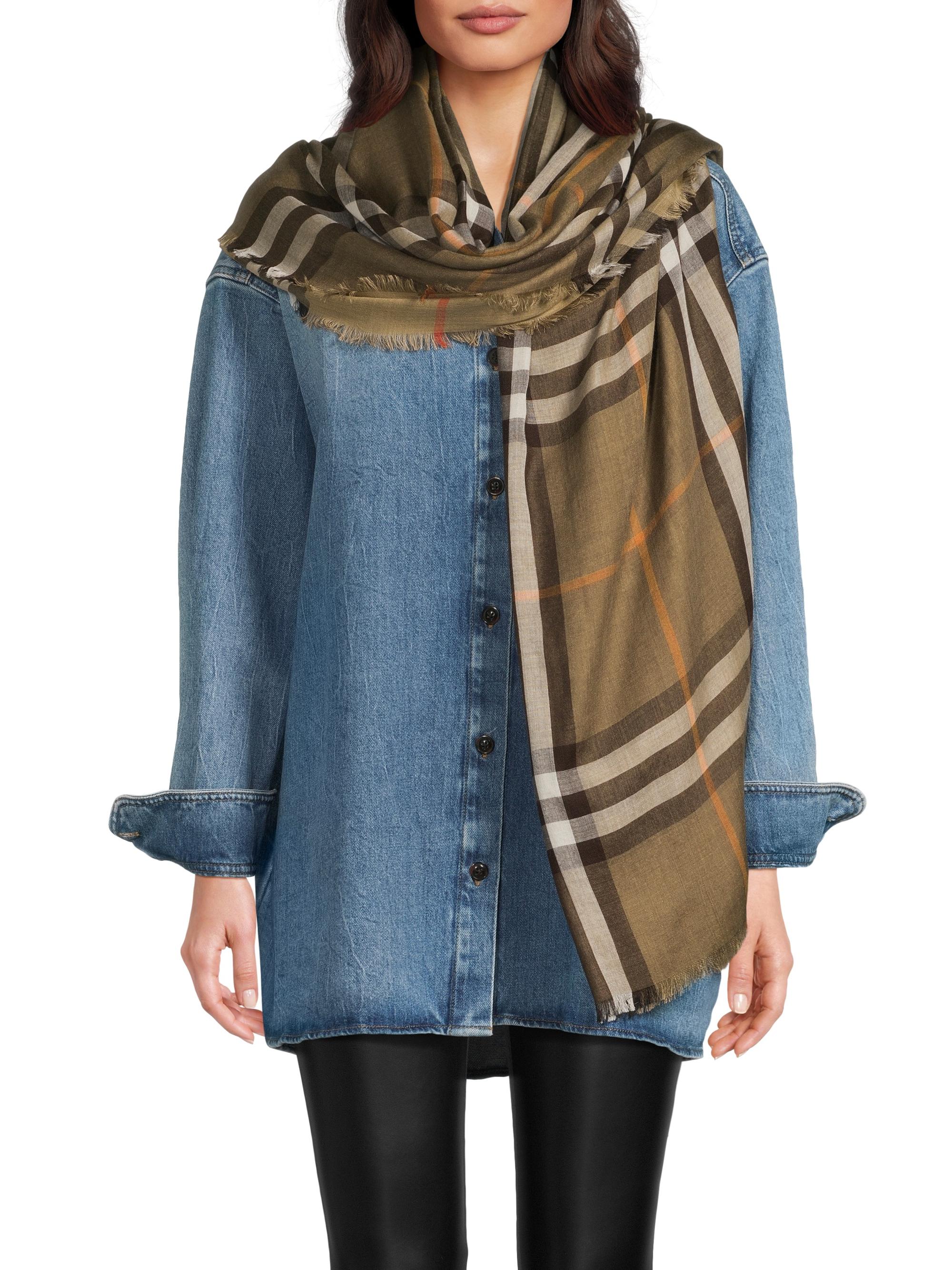 Burberry Women's Reversible Check Wool-Silk Scarf - Sand Vole Brown