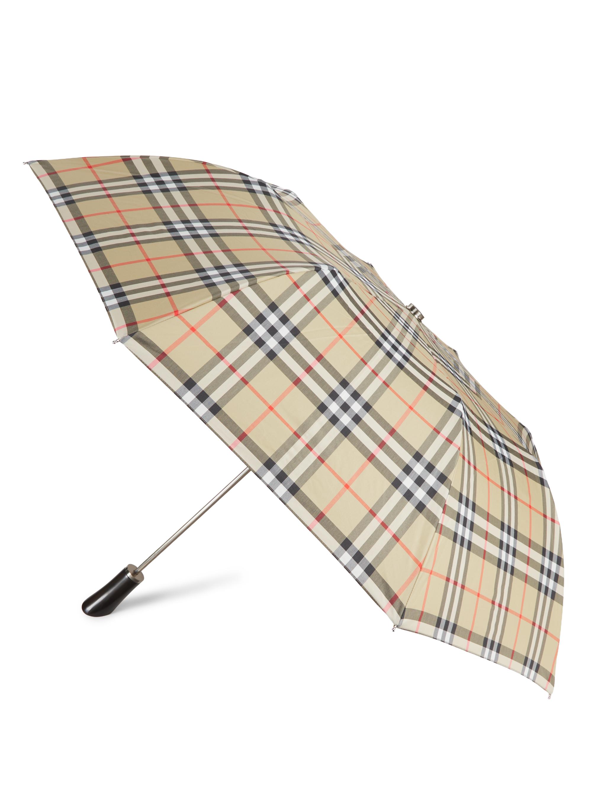 Burberry Checked Round Umbrella - Sand Ip Check