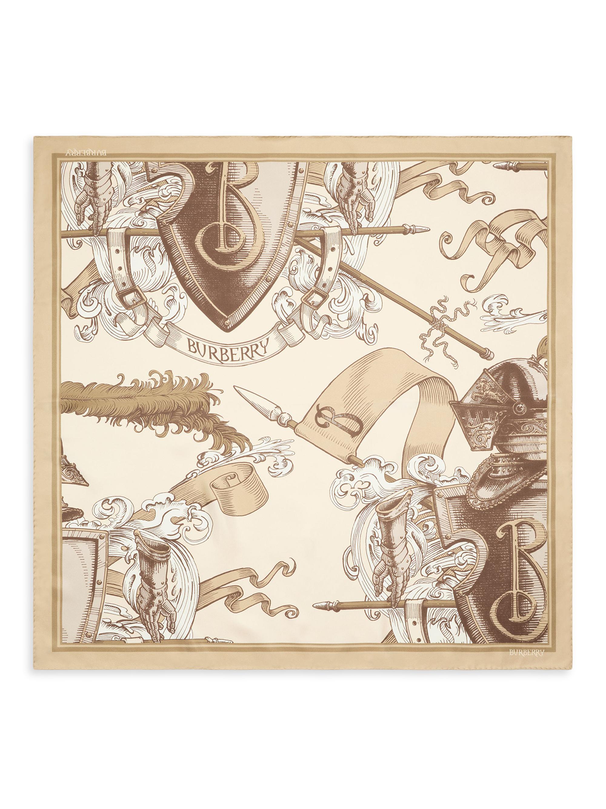 Burberry Women's Etched Knight Silk Square Scarf - Taupe Beige