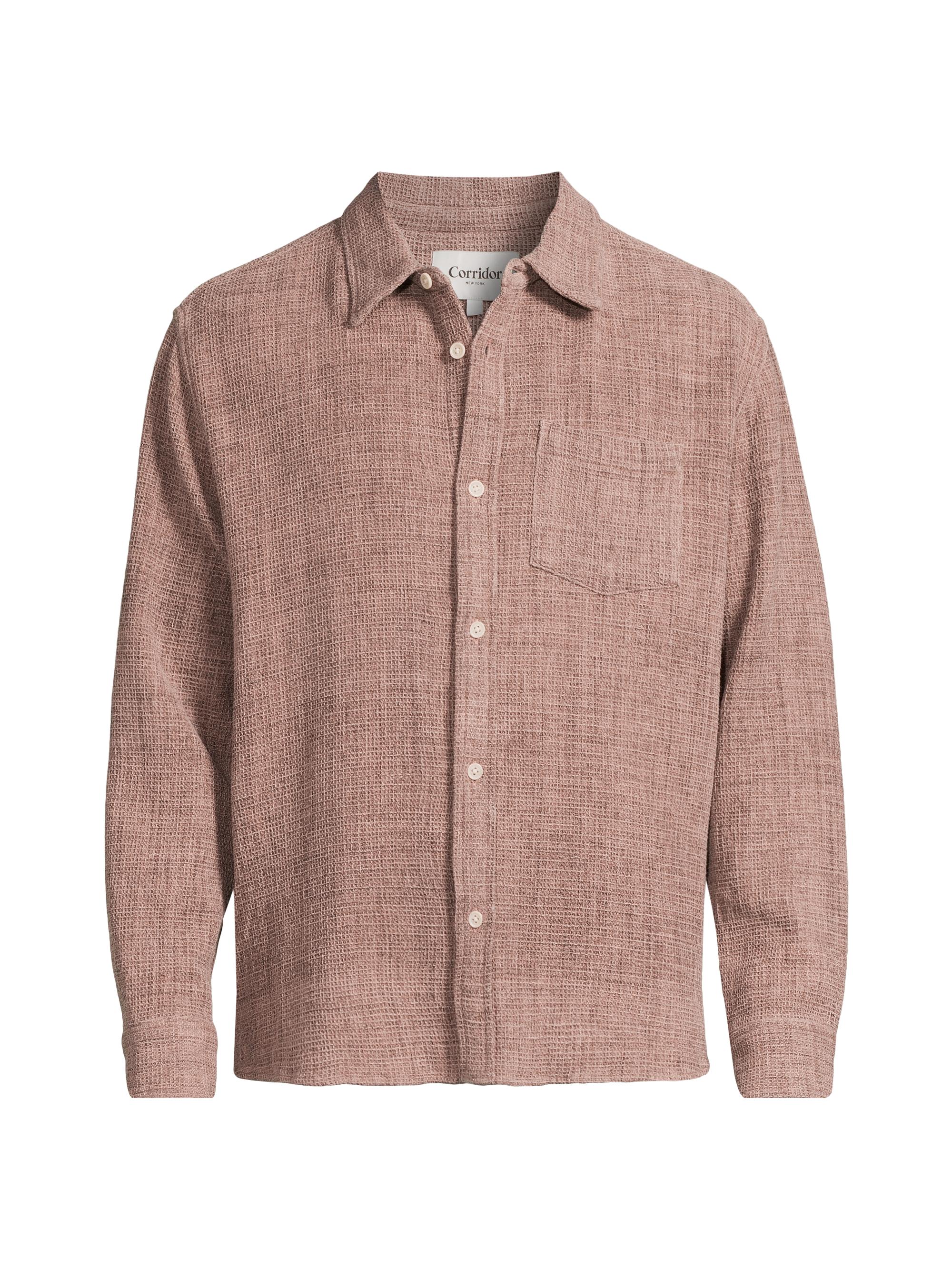 Corridor Men's Pigment-Dyed Waffle-Knit Cotton Shirt - Dusk