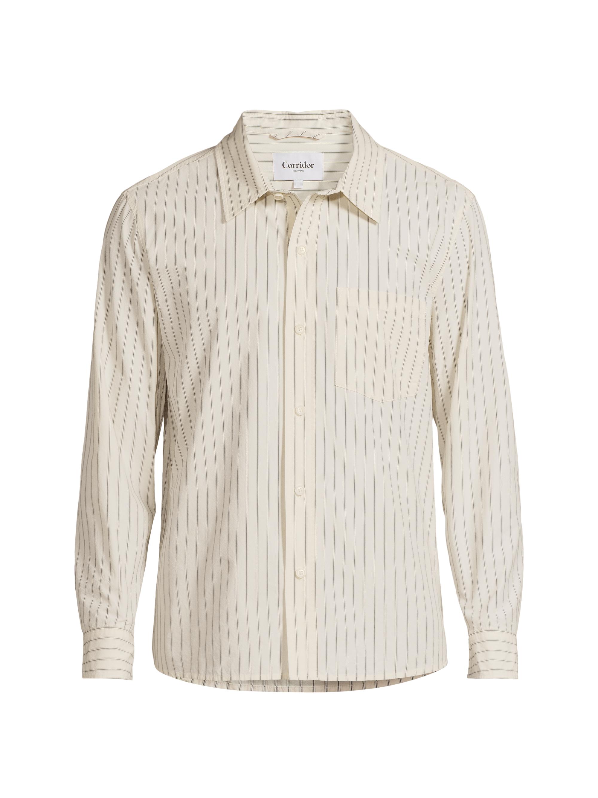 Corridor Men's Striped Cotton Poplin Shirt - Nature