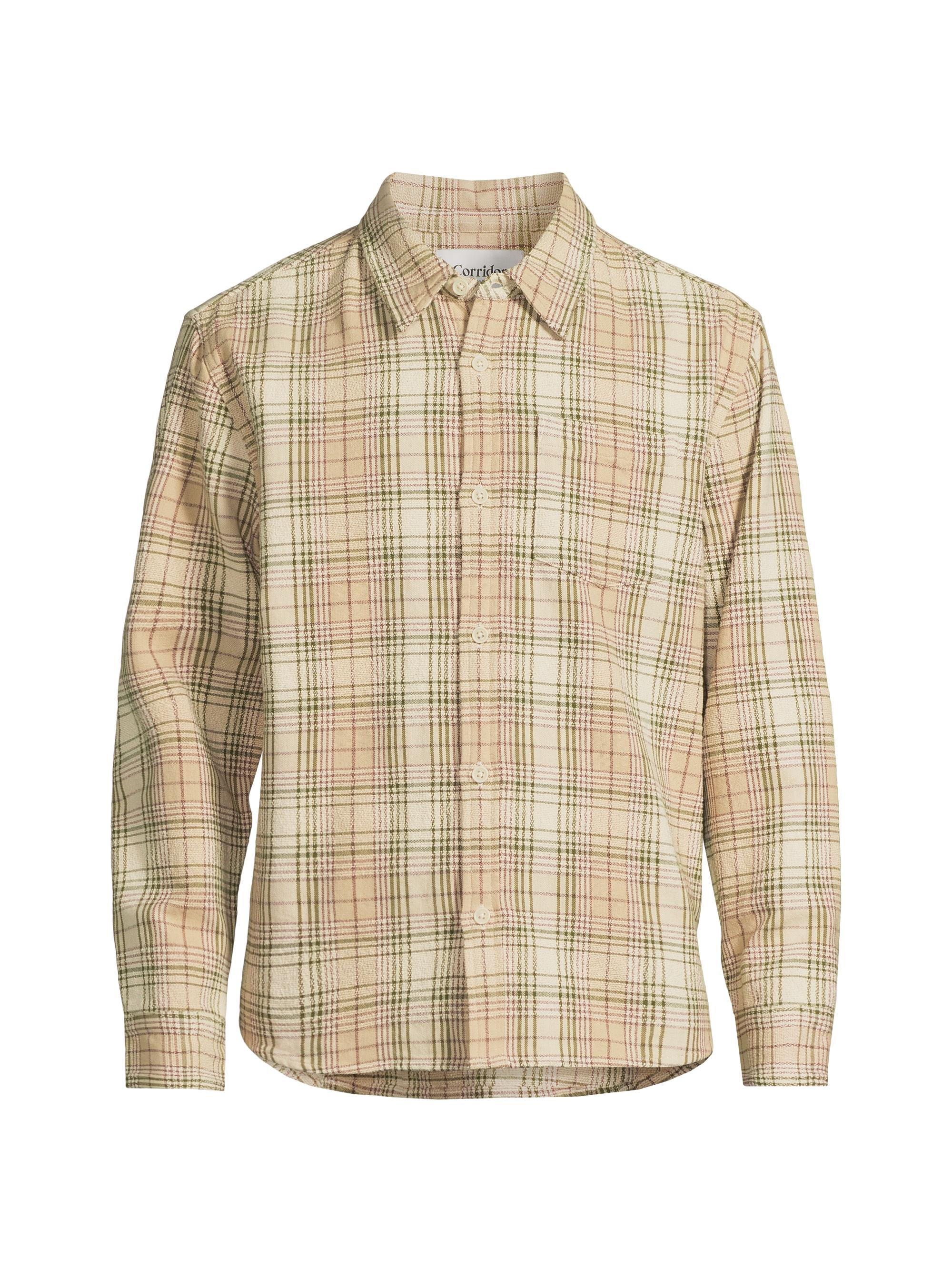 Corridor Men's Birch Plaid Cotton Button-Front Shirt - Nature