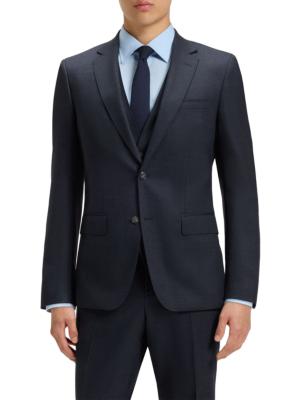 BOSS Men's Slim-Fit Suit in Micro-Patterned Stretch Wool - Dark Blue