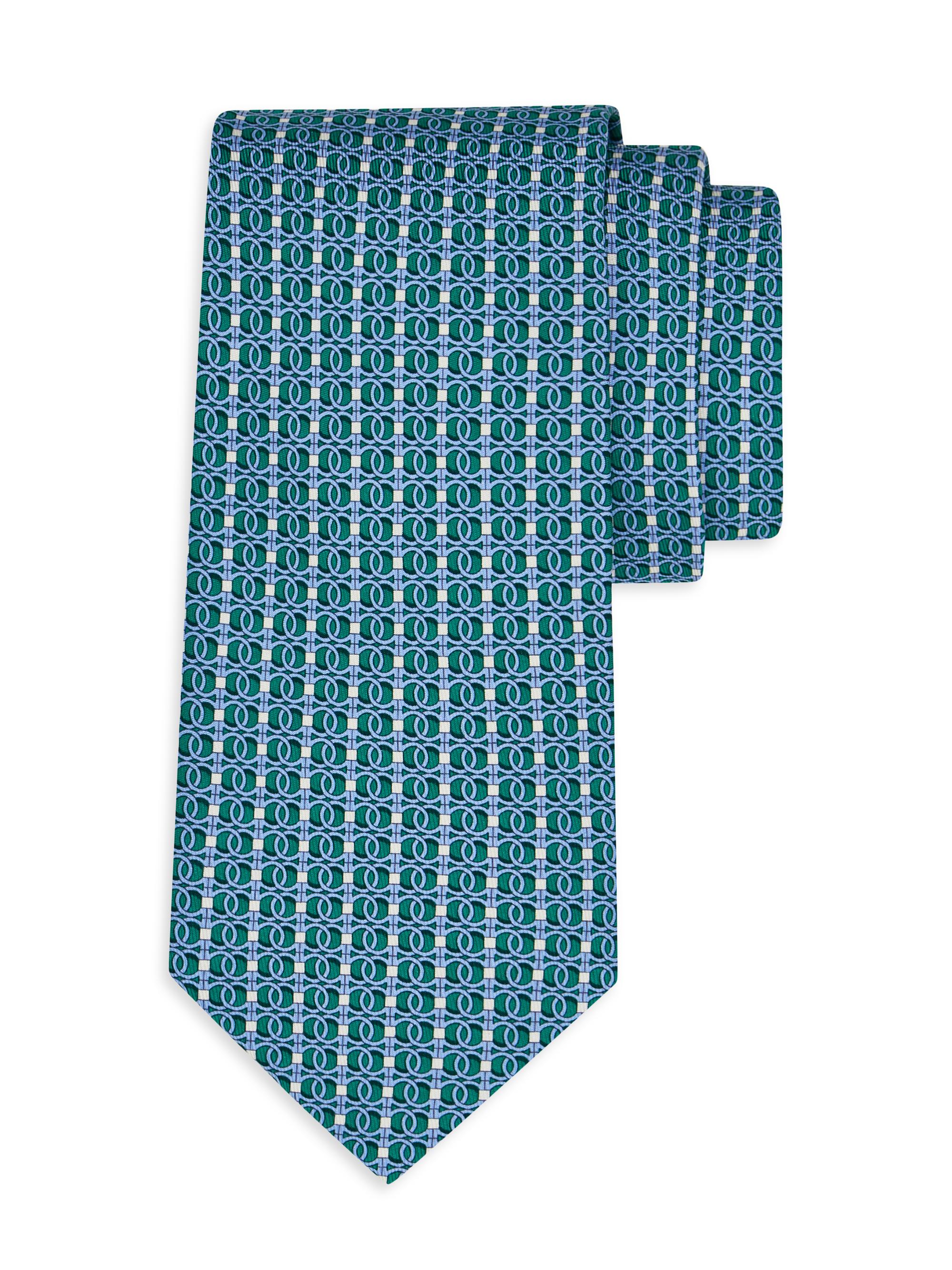 FERRAGAMO Men's Baby Monogram Silk Tie - Green
