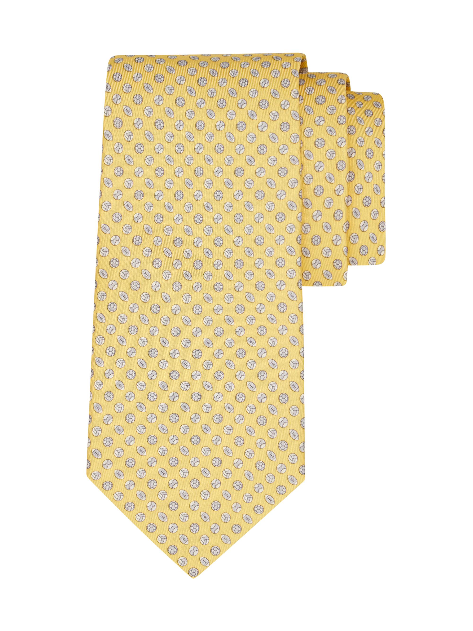 FERRAGAMO Men's Basket Printed Silk Tie - Yellow