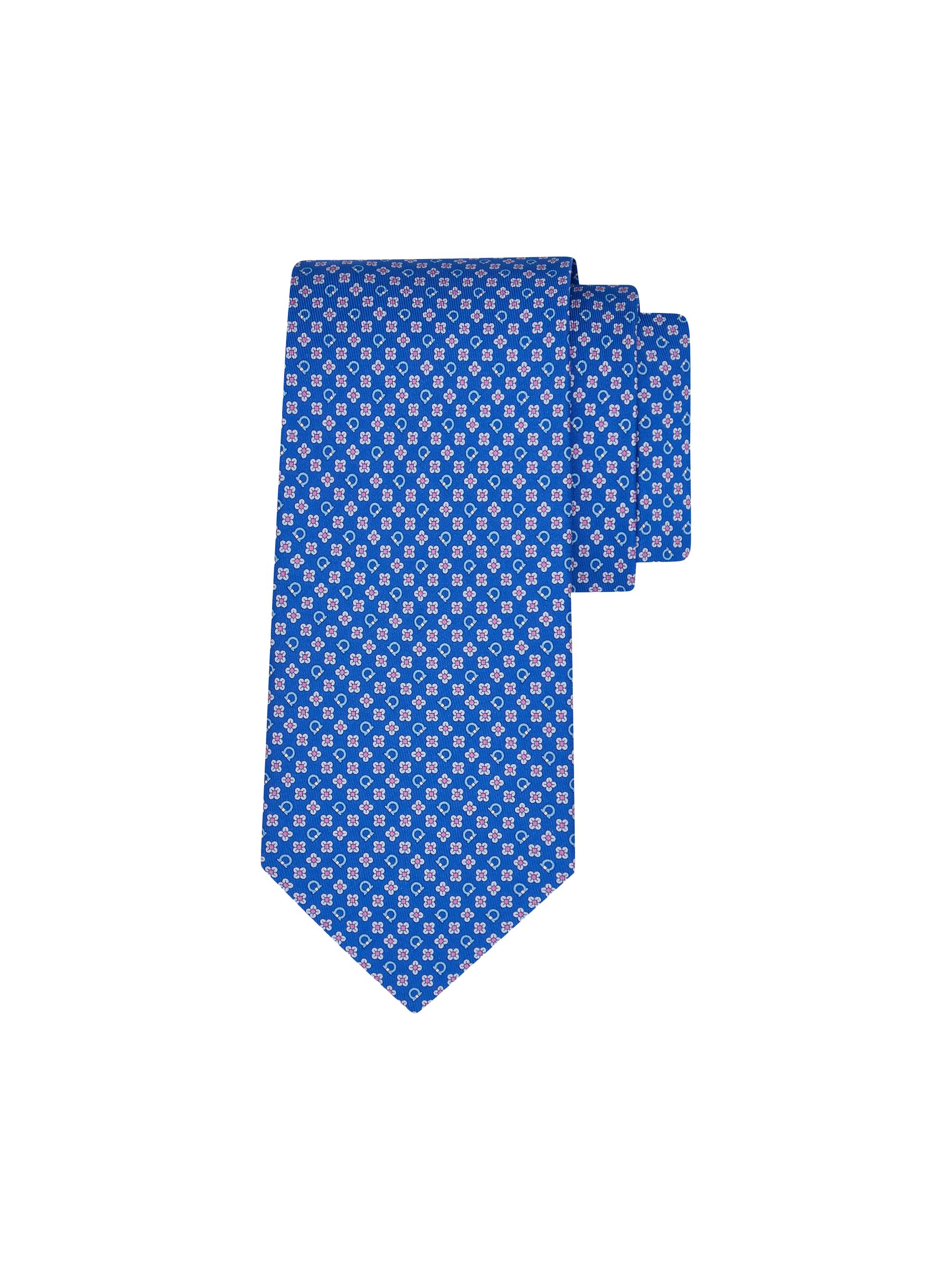 FERRAGAMO Men's Salvia Floral Silk Tie - Blue