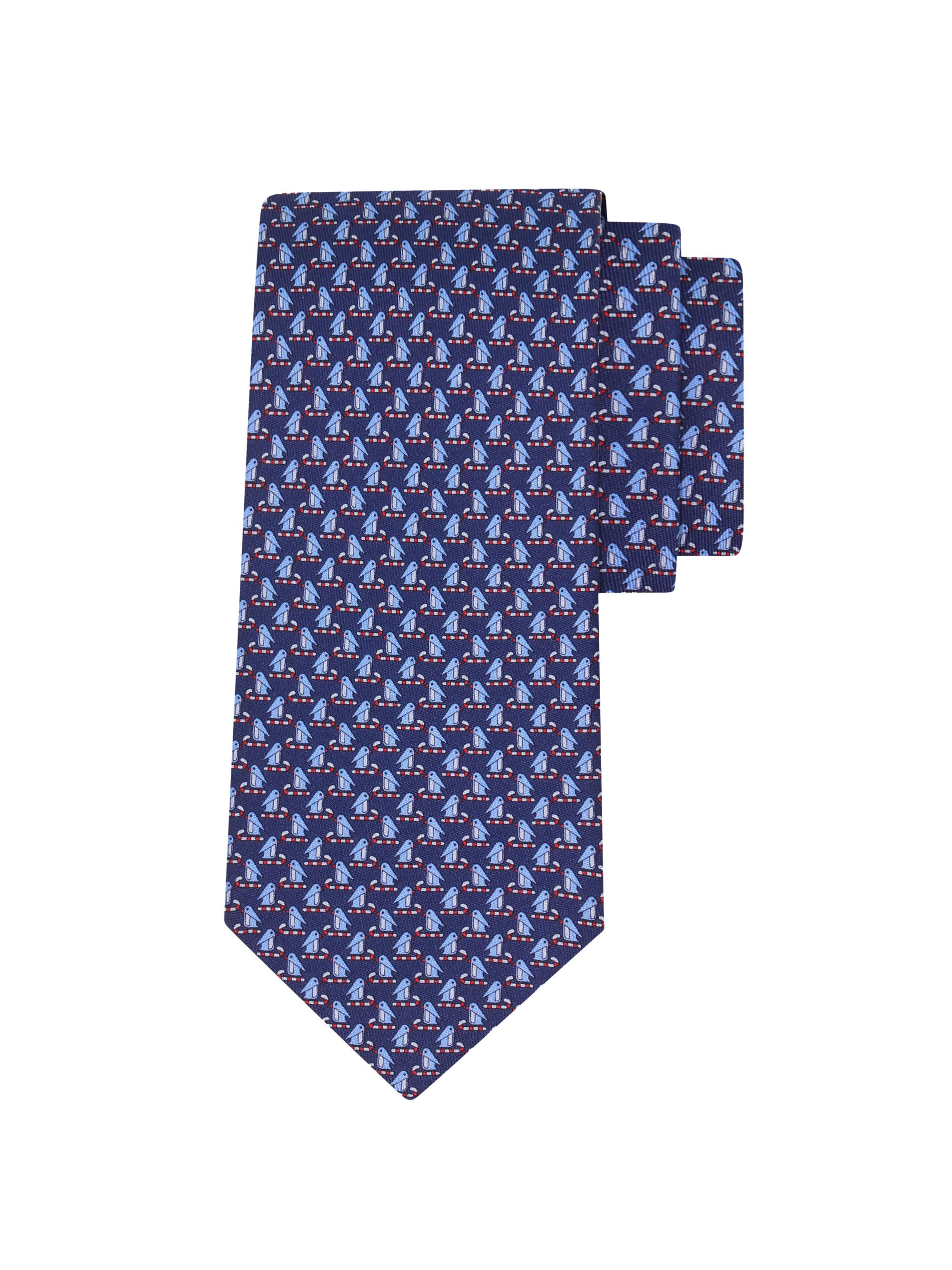 FERRAGAMO Men's Penguin Silk Tie - Blue