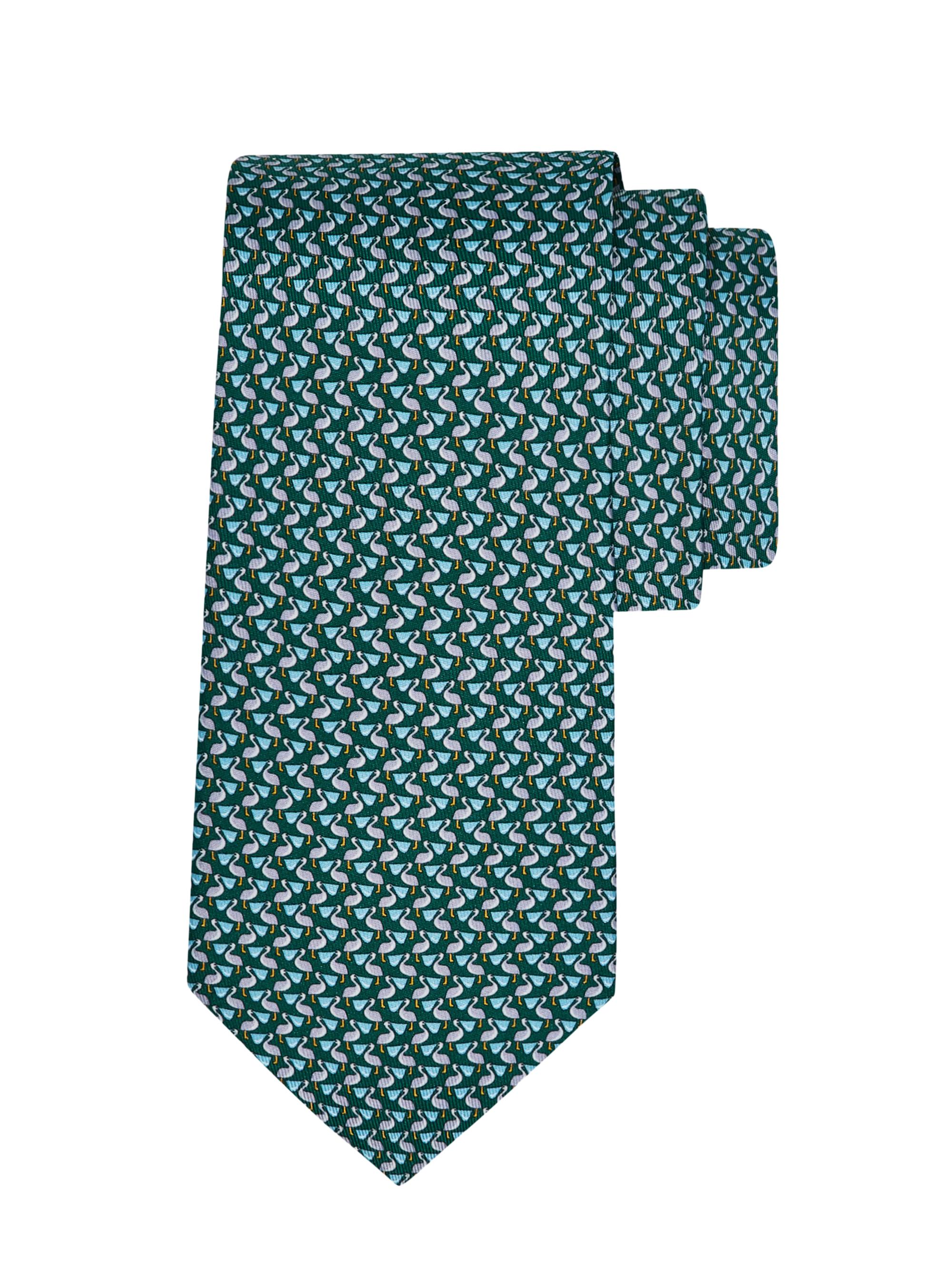 FERRAGAMO Men's Bea Pelicans Silk Tie - Green
