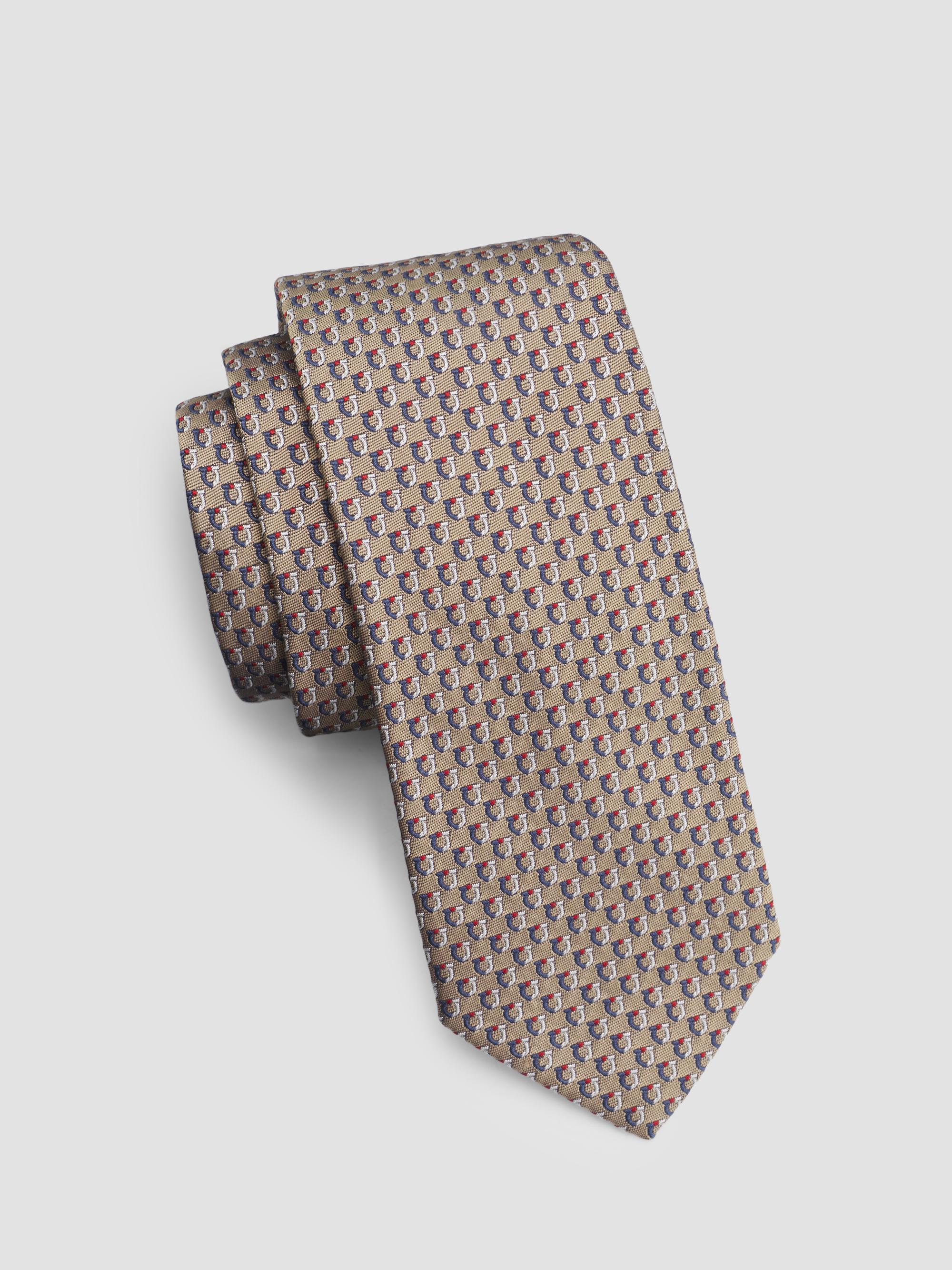 FERRAGAMO Men's Barzio Printed Silk Tie - Tan | Thumbnail 3