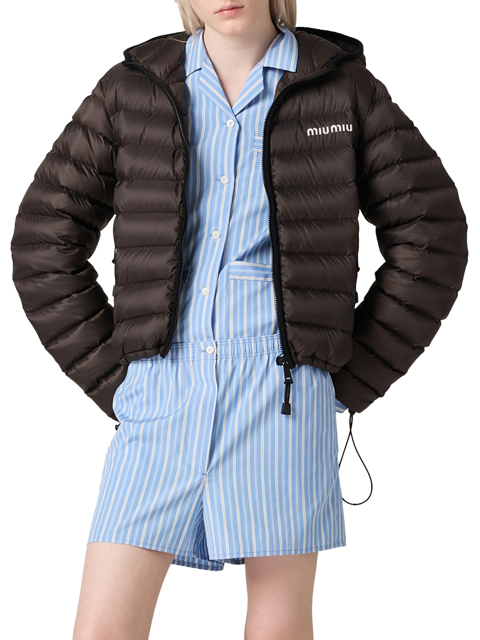 Miu Miu Light Pongé Down Hoodie Jacket | Saks Fifth Avenue