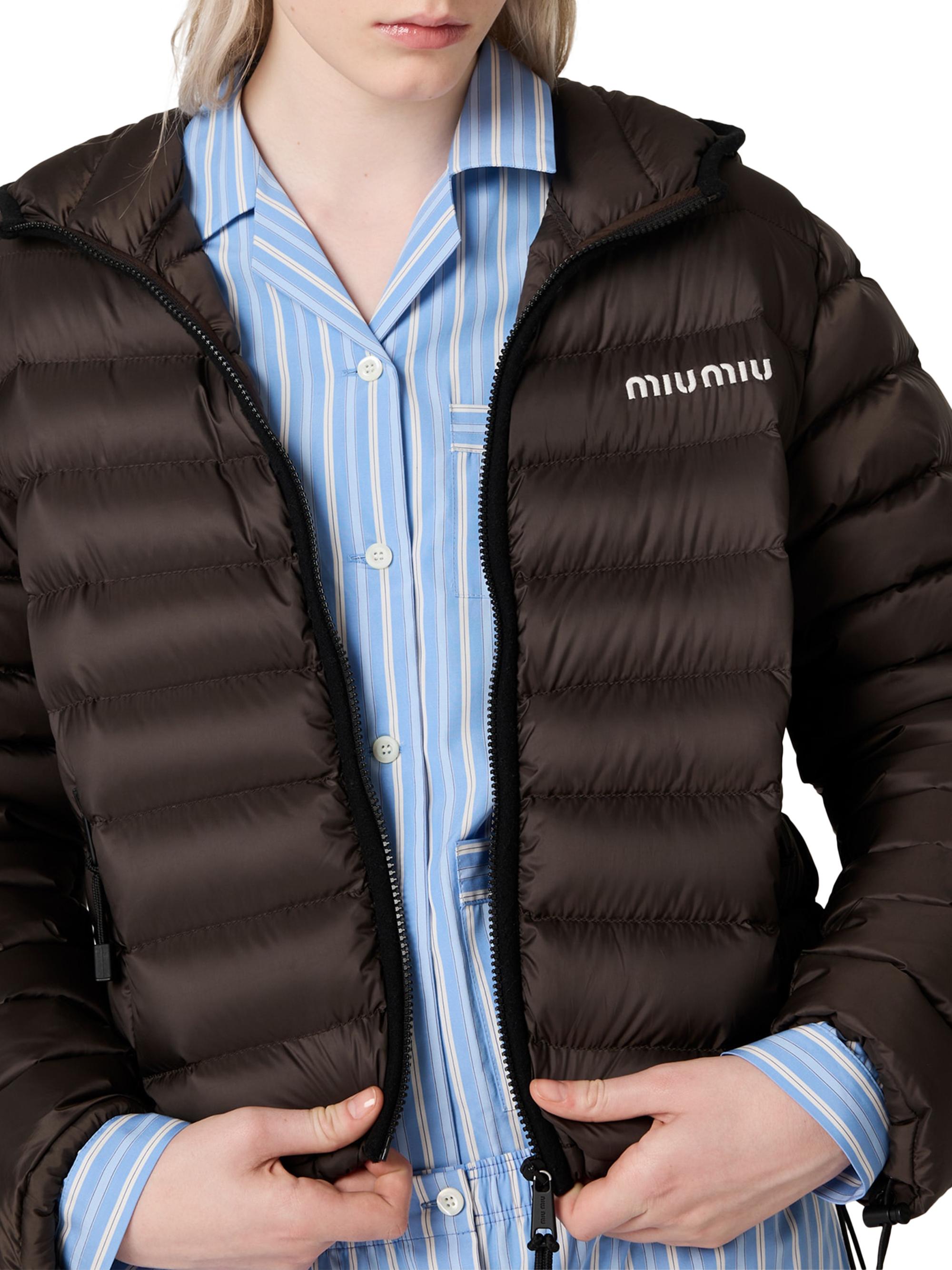 Miu Miu Light Pongé Down Hoodie Jacket | Saks Fifth Avenue