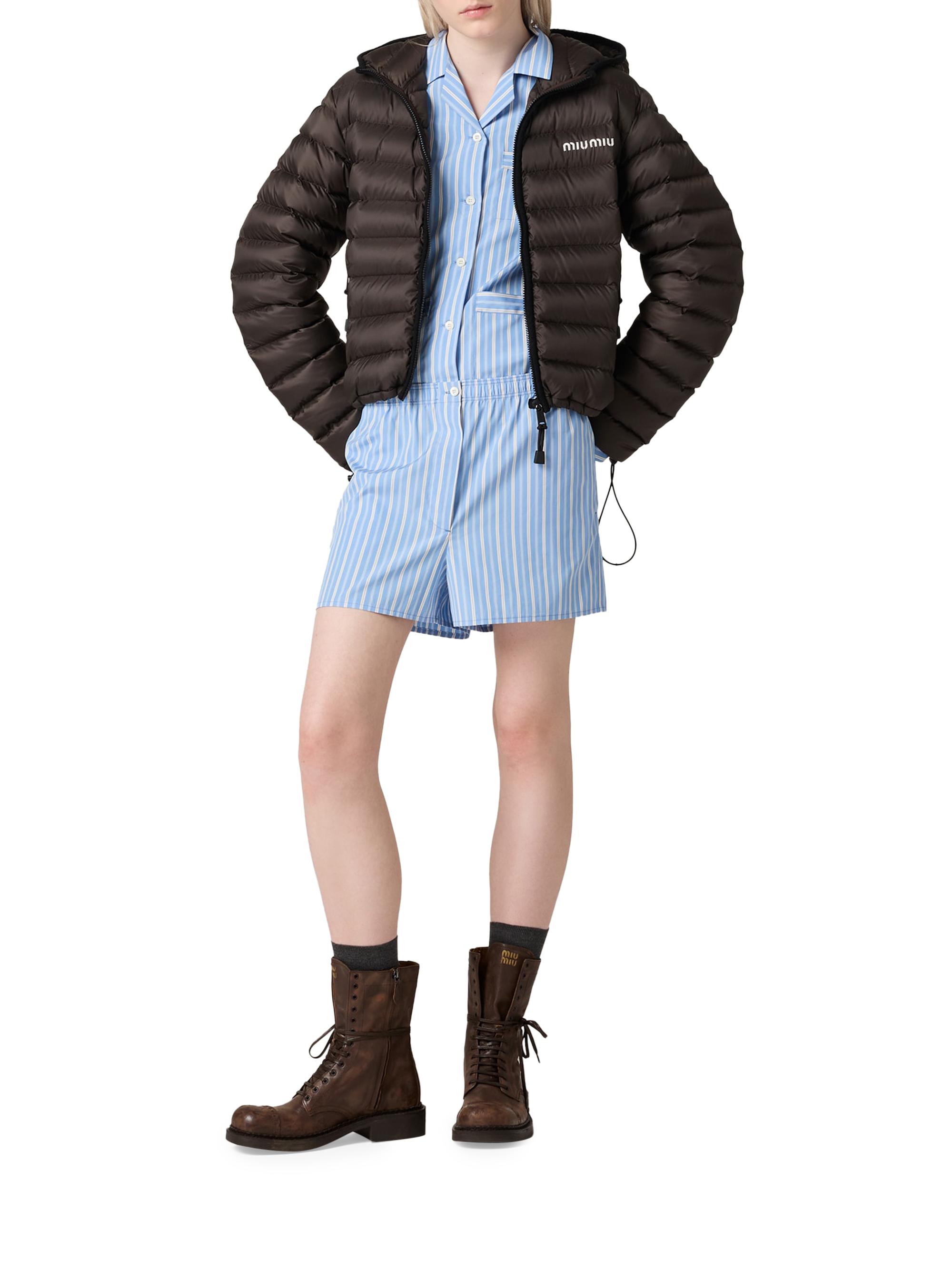 Miu Miu Light Pongé Down Hoodie Jacket | Saks Fifth Avenue