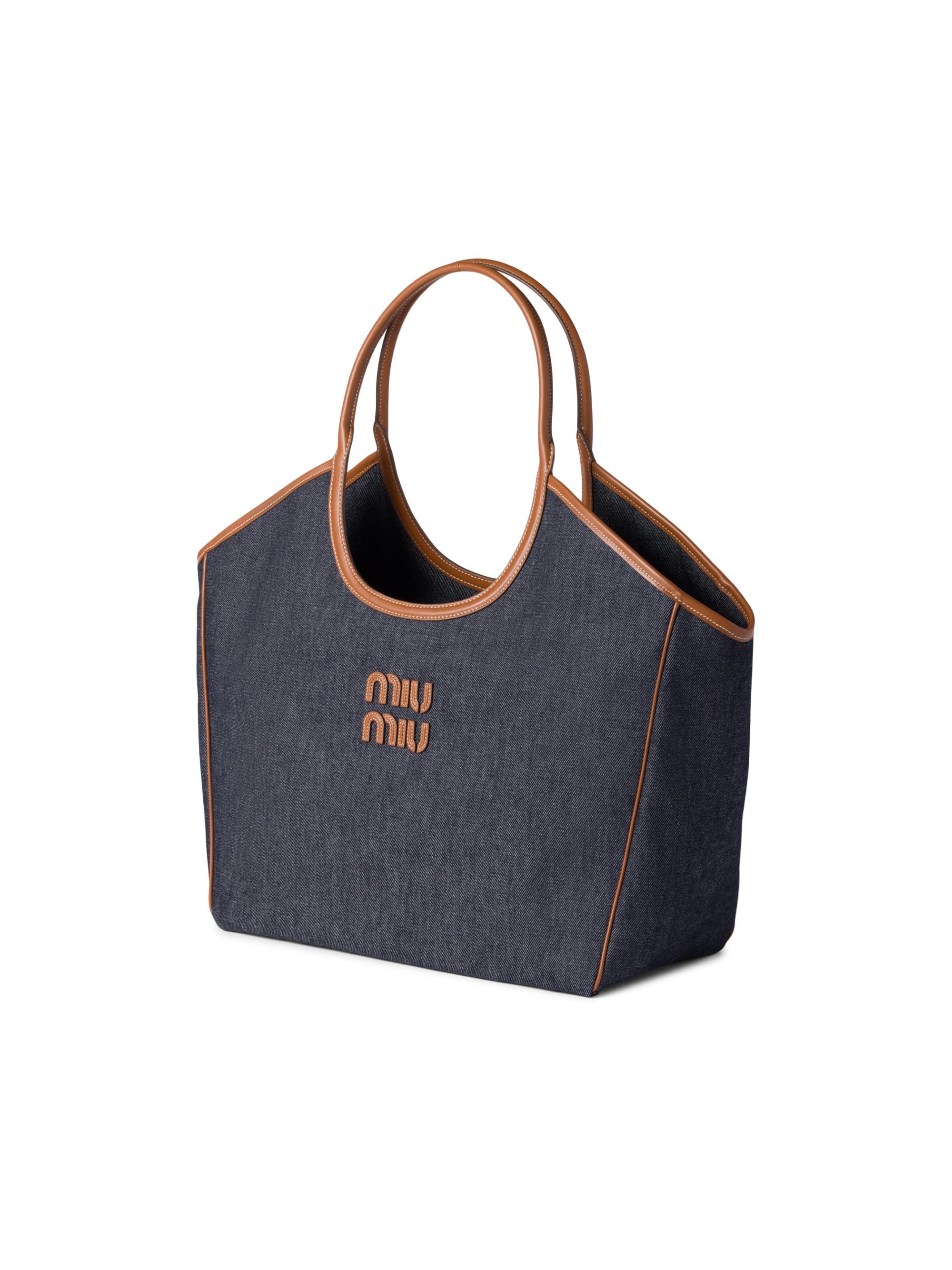 MIUMIU IVY レザーロゴ デニムトートバッグ Miu Miu Ivy Denim Tote Bag | Saks Fifth Avenue