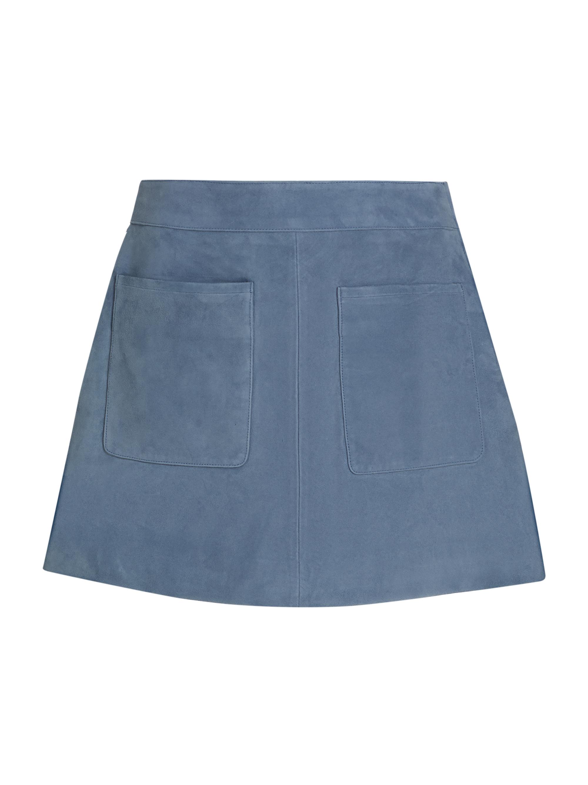 Tanya Taylor Women's Fran Suede Patch Pocket Miniskirt - Steel Blue