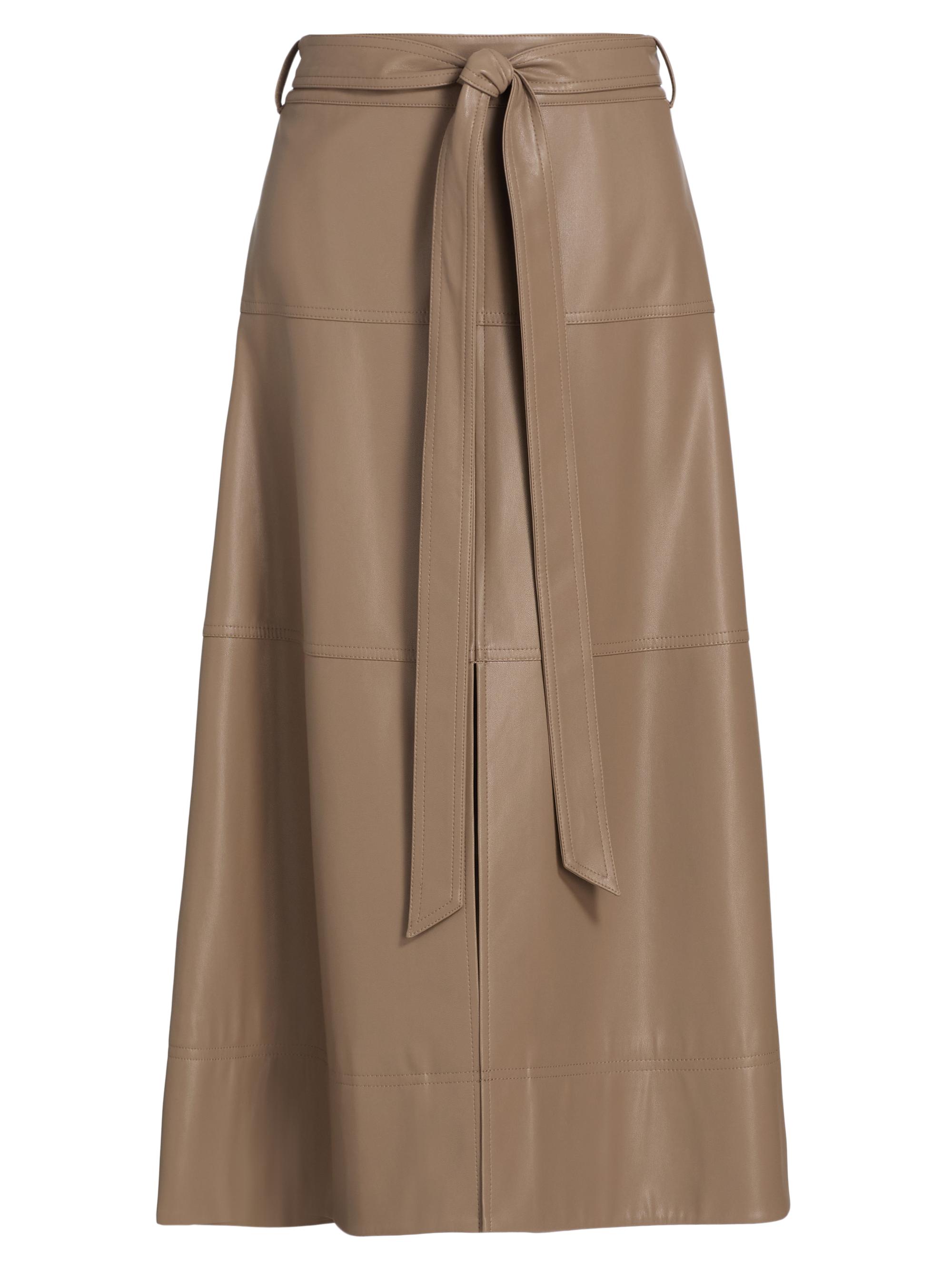 Tanya Taylor Women's Hudley Faux-Leather Midi-Skirt - Taupe