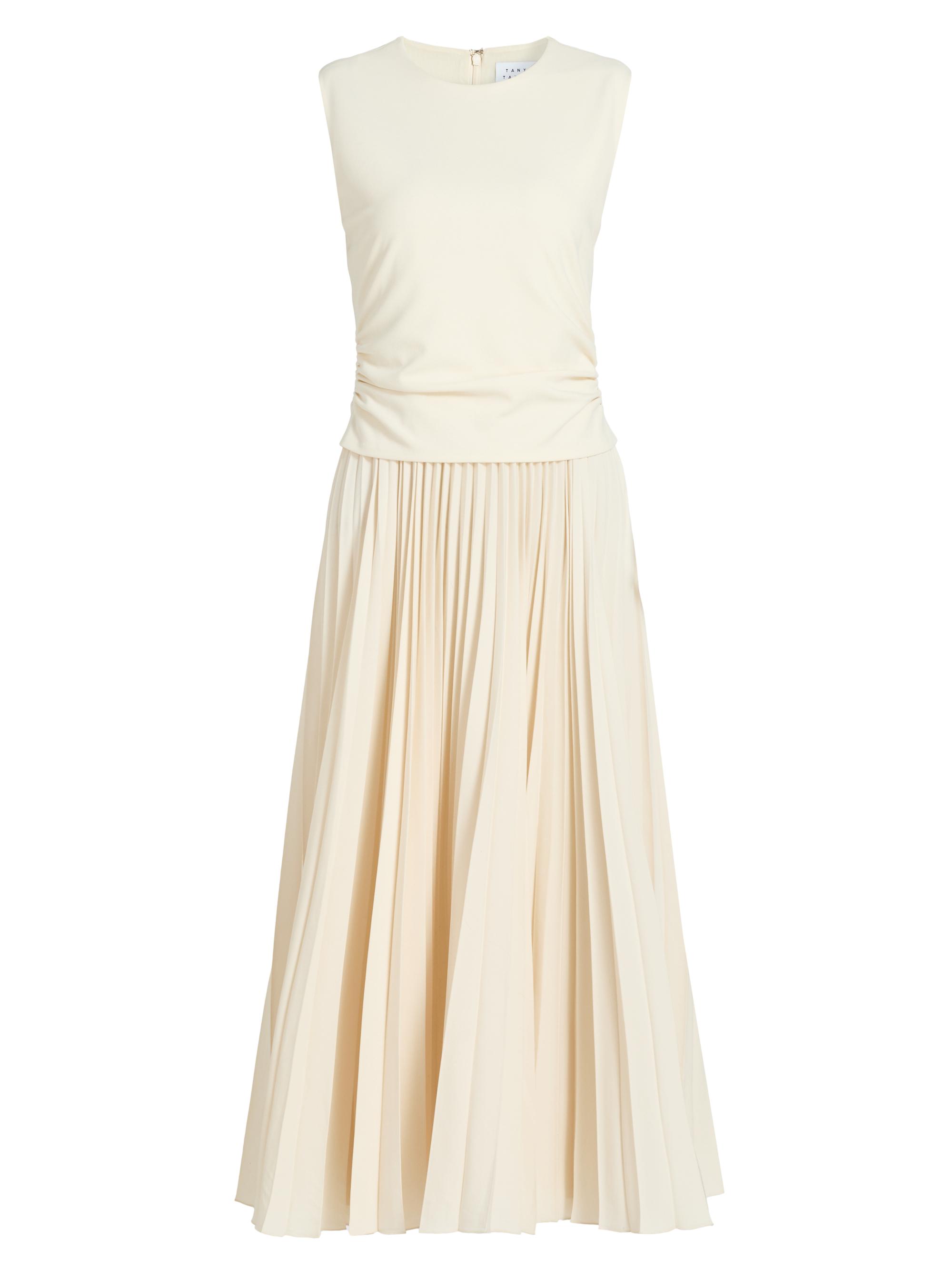 Tanya Taylor Women's Carly Pleated Sleeveless Midi-Dress - Cream