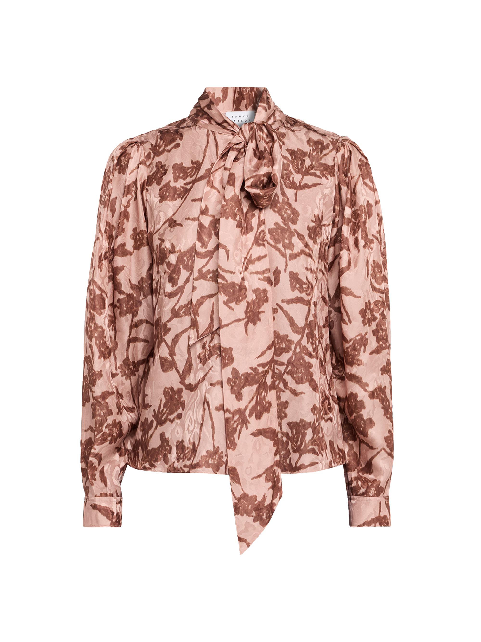 Tanya Taylor Women's Petra Jacquard Silk-Blend Blouse - Medium Brown